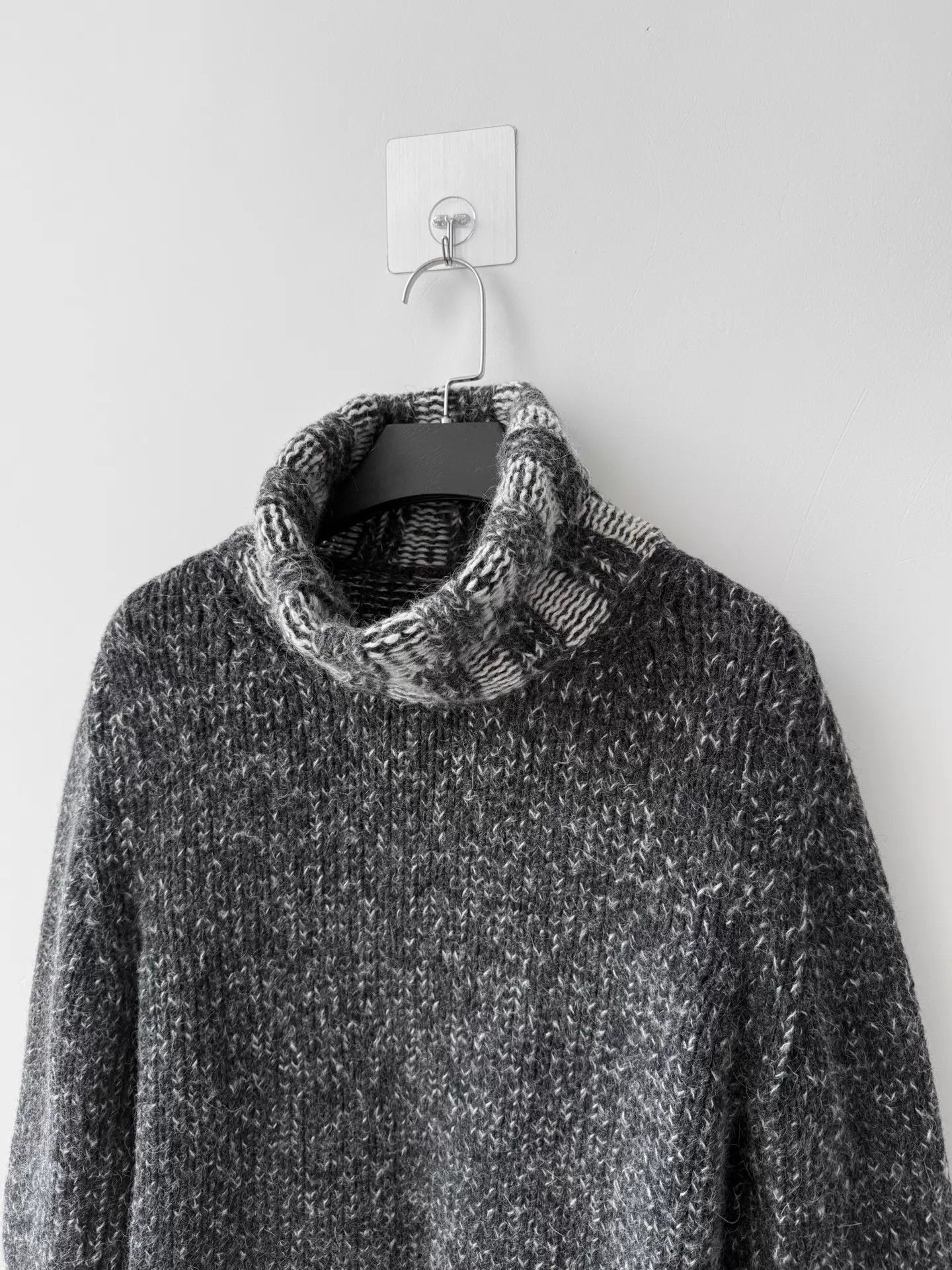 MM6 MM6 F/W18 Chunky Knit Turtleneck Sweater Marbled Gray S Size S / US 4 / IT 40 - 4 Thumbnail