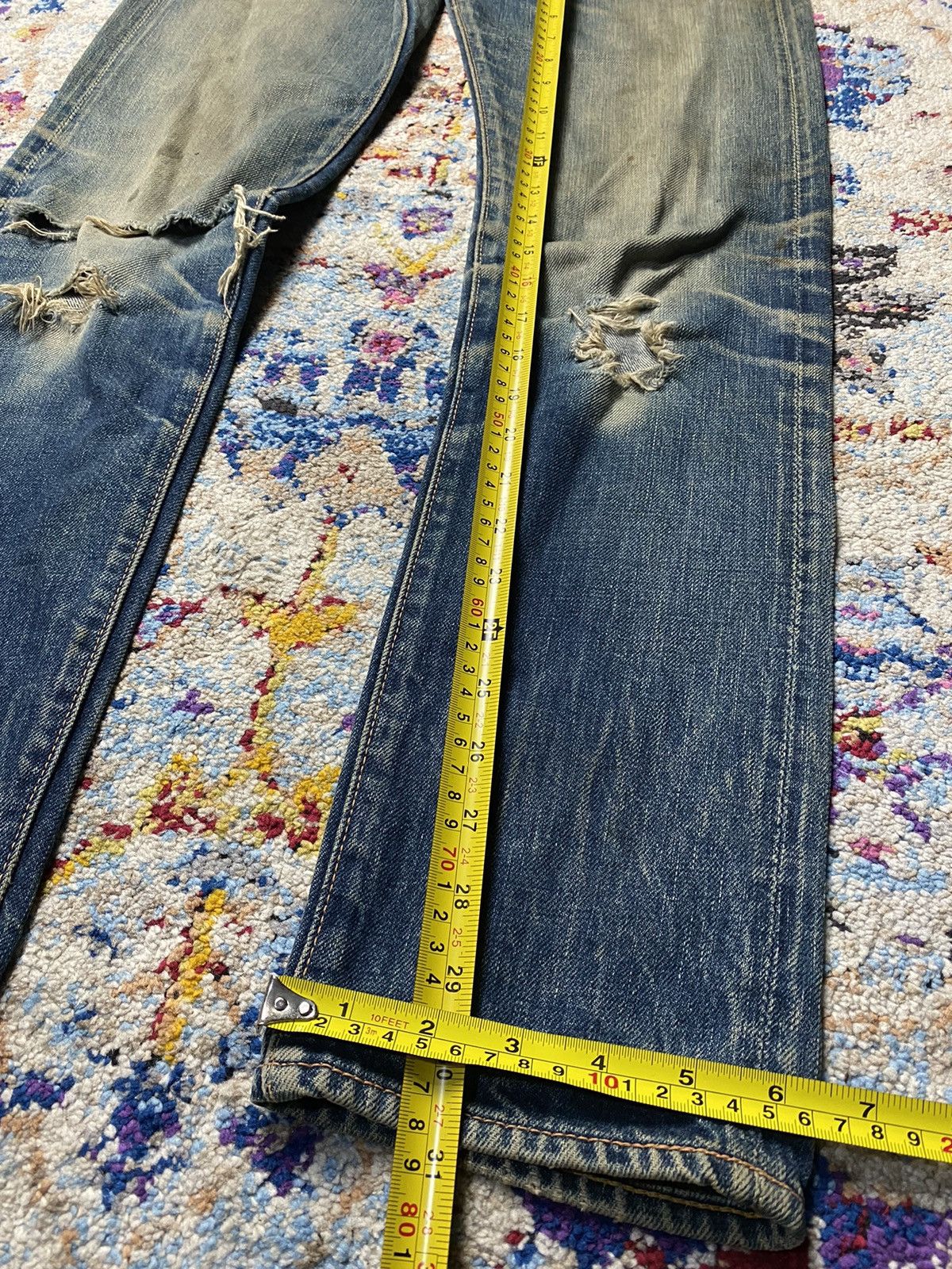 Evisu × Vintage Vintage Evisu Selvedge Slim Straight Distressed Jeans W27 Size US 27 - 24 Thumbnail