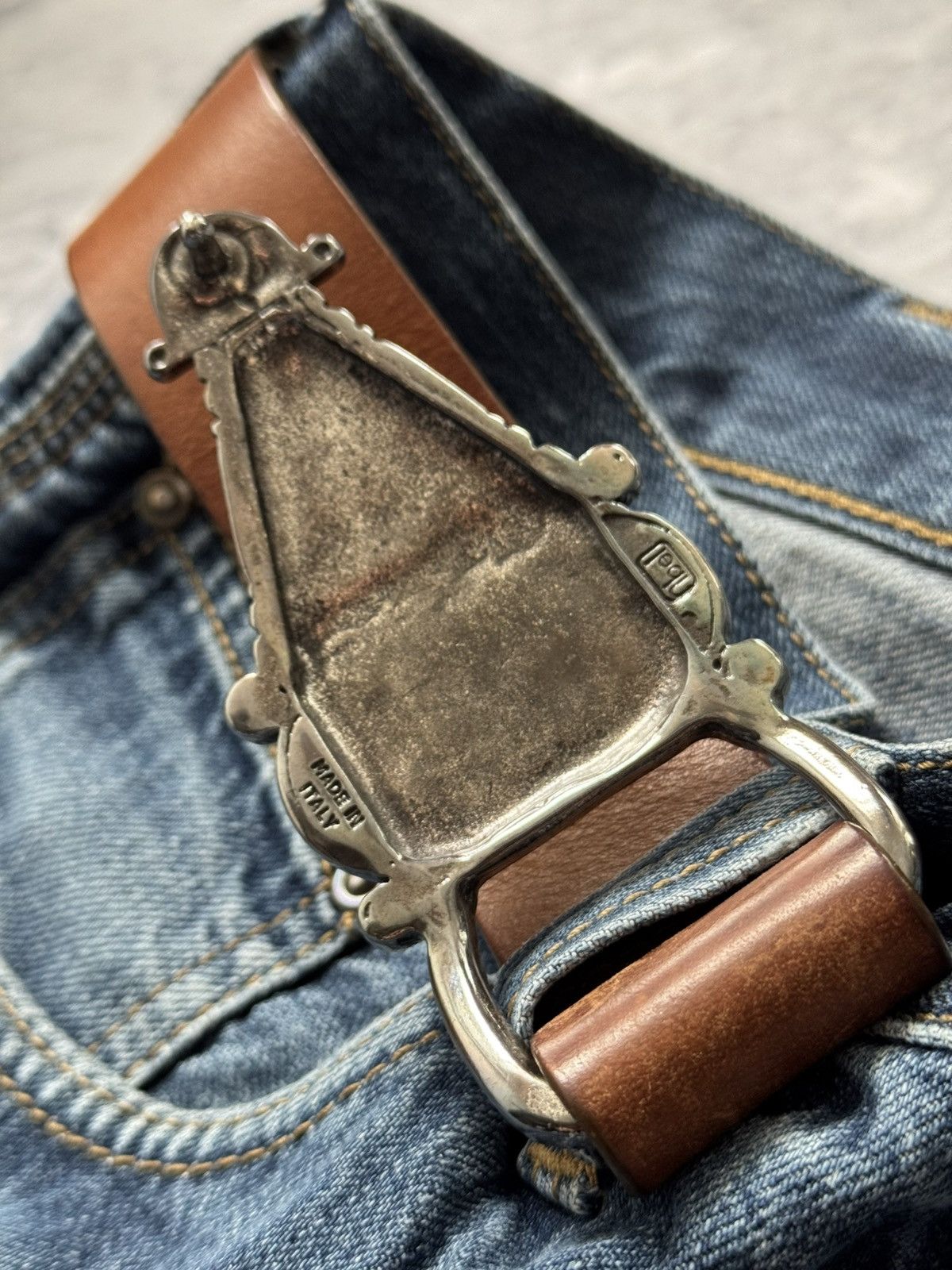 Japanese Brand × Vintage Vintage belt Avant-Garde leather brown Size ONE SIZE - 4 Thumbnail