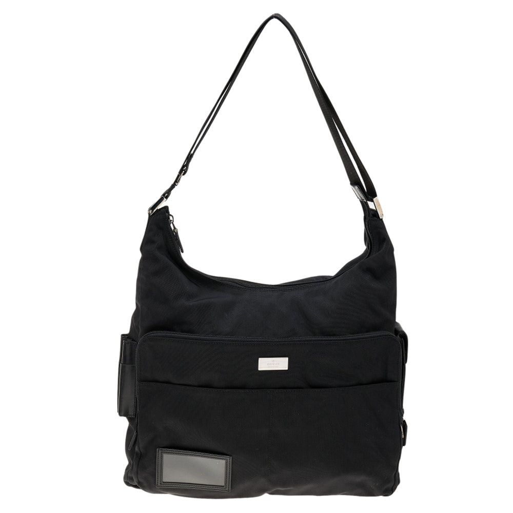 image of Gucci Black Nylon And Leather Hobo, Women's