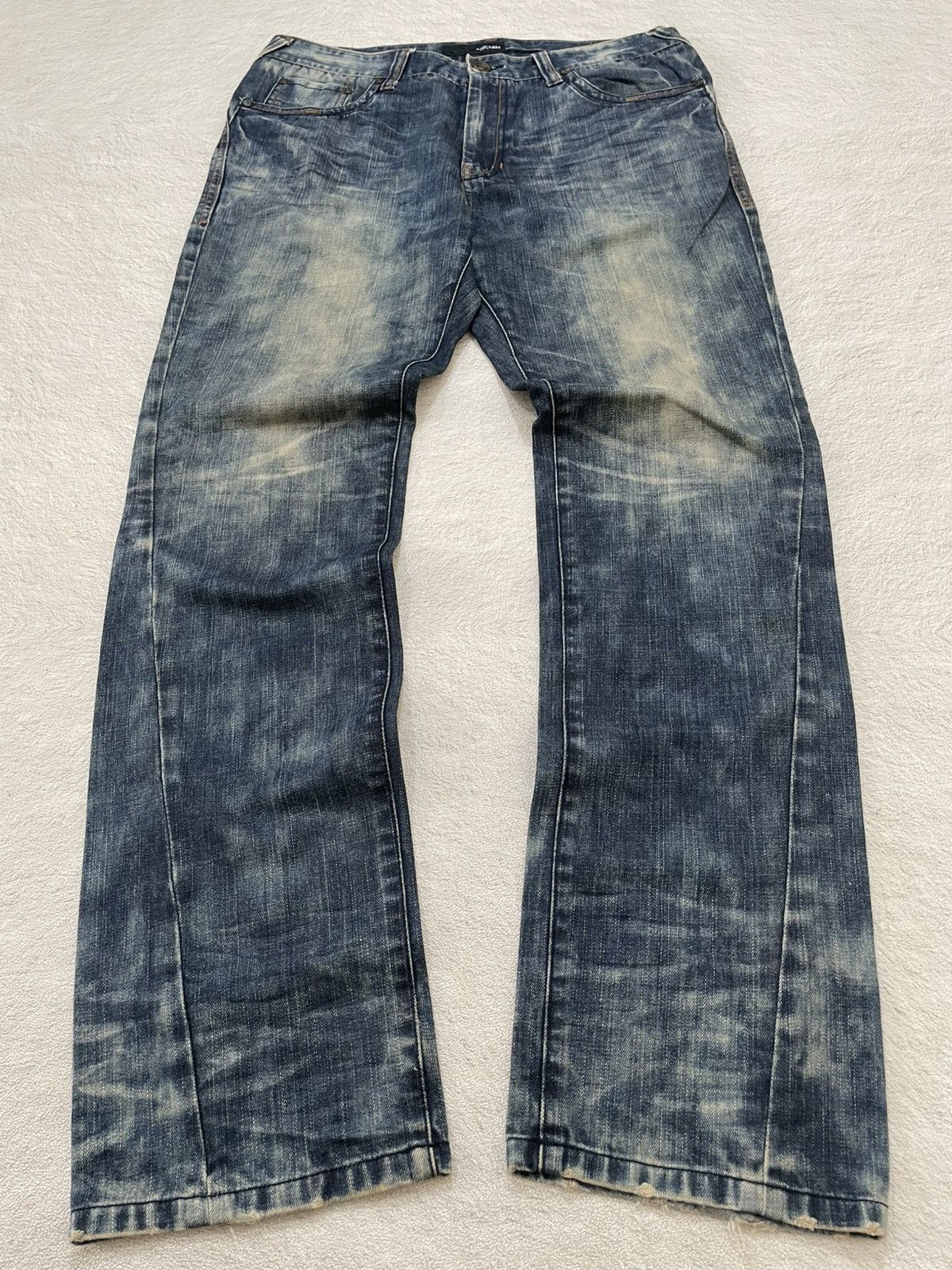 Japanese Brand 2000s Koolhaas Acid Wash Jeans Fading Size US 35 - 3 Thumbnail