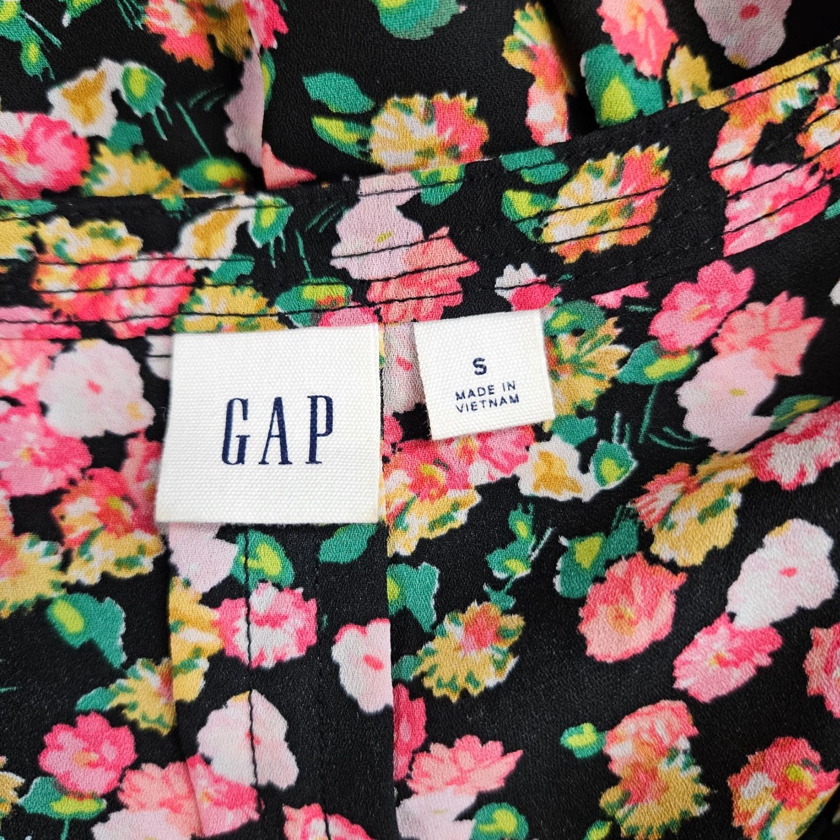 Gap Gap Dress Womens S Small Black Pink Floral Sleeveless Elastic Waist Fit & Flare Size S / US 4 / IT 40 - 6 Thumbnail