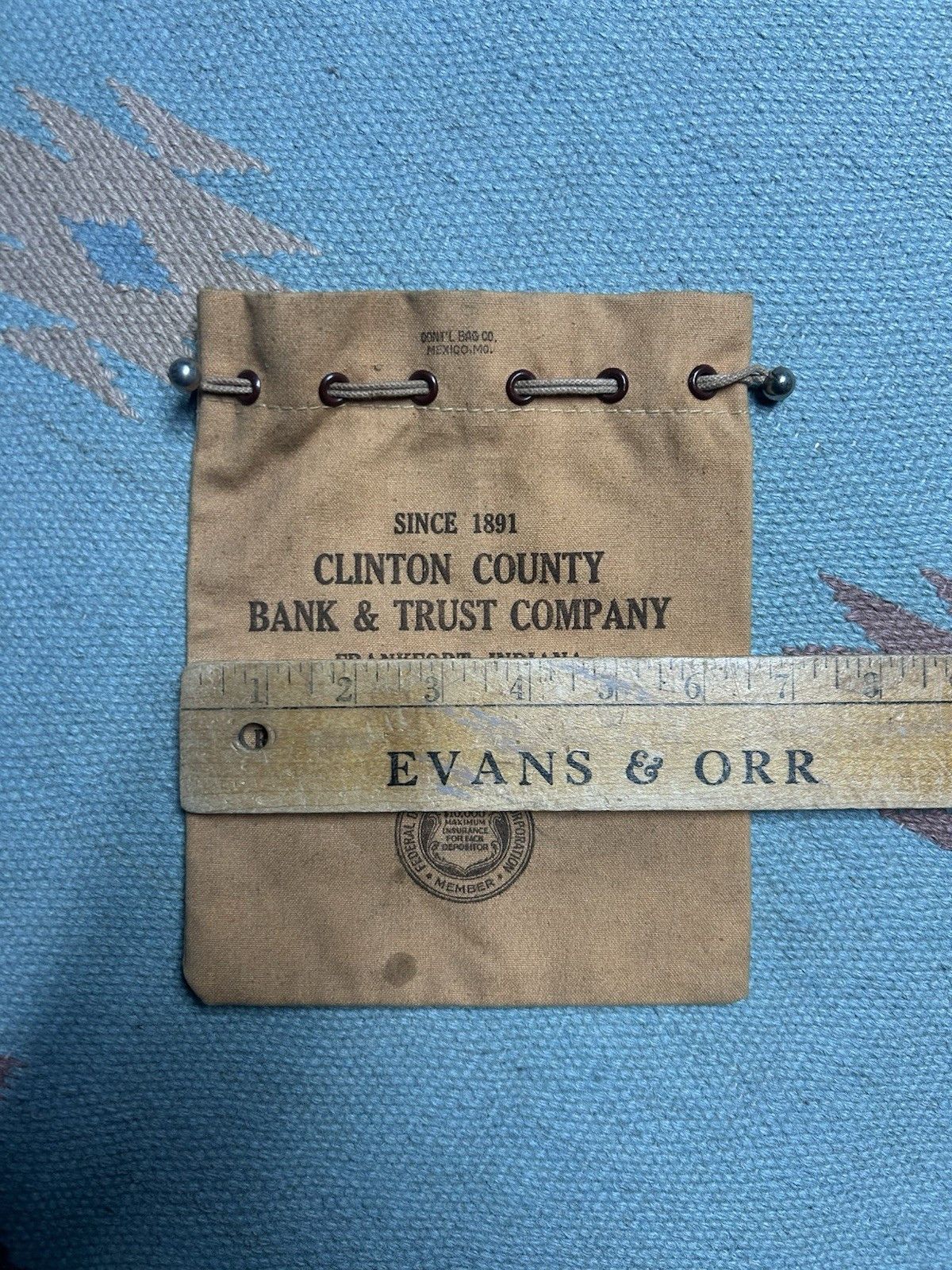 Vintage Vtg Clinton County canvas bank bag Frankfort Indiana Bag Co Size ONE SIZE - 6 Thumbnail