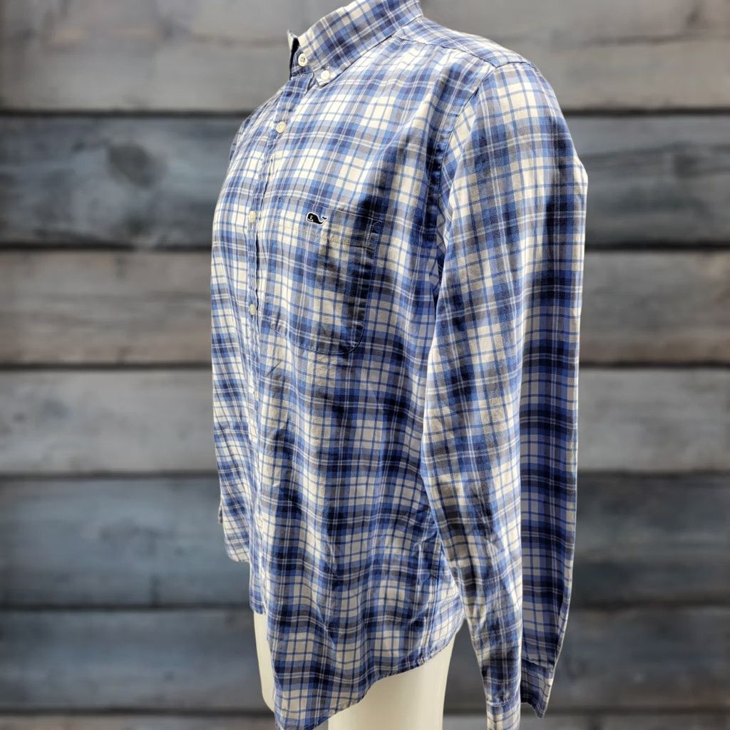 Vineyard Vines Vineyard Vines Trucker Shirt Men’s Large Plaid Blue Performance Classic Fit Long Sleeve Button-Up Size US L / EU 52-54 / 3 - 1 Thumbnail