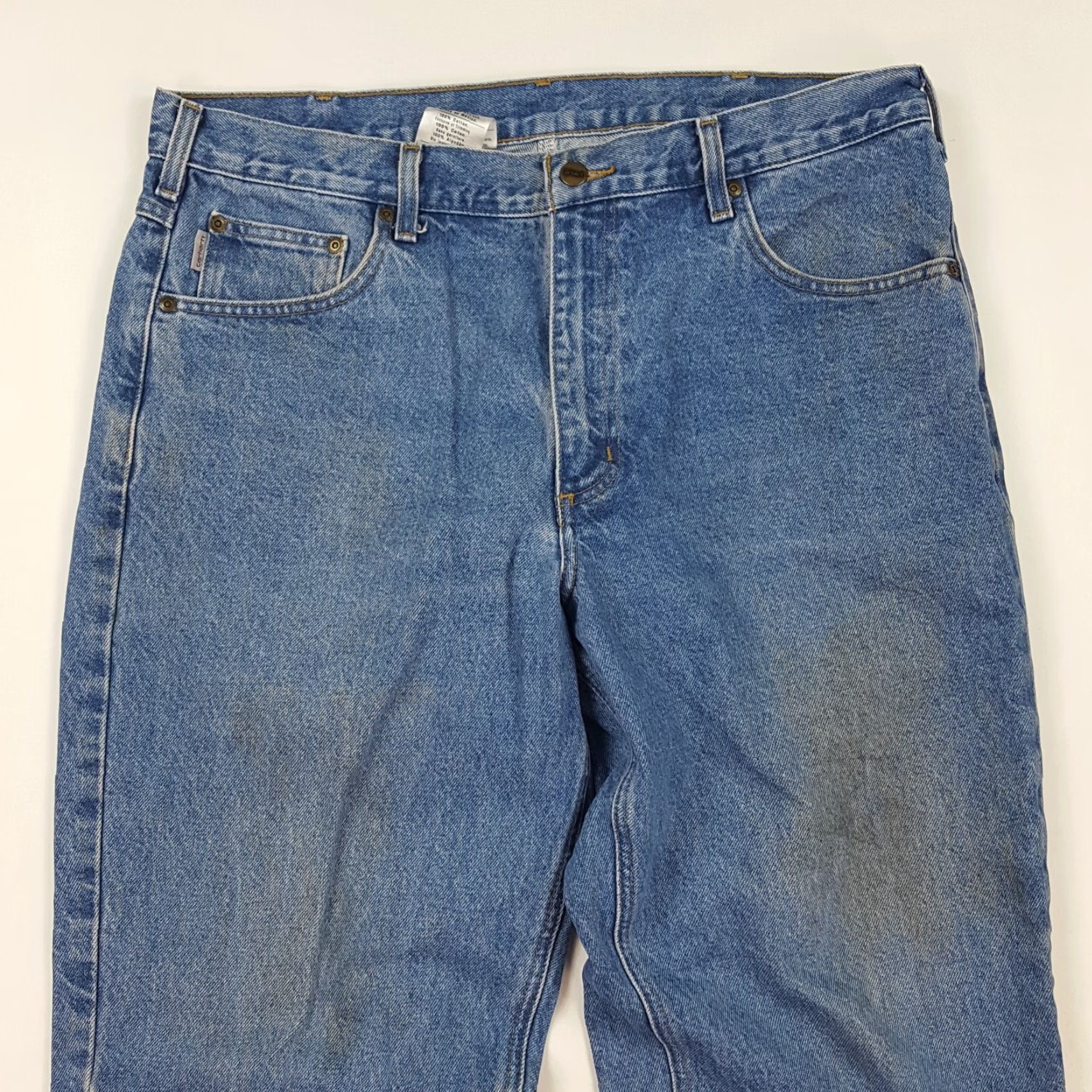 Carhartt VINTAGE Carhartt Jeans Denim Blue 38x30 Distressed Relaxed Tapered Work Logo Men 90s Workwear USA American Retro Modern Fit: Relaxed, Regular Size US 38 / EU 54 - 2 Thumbnail