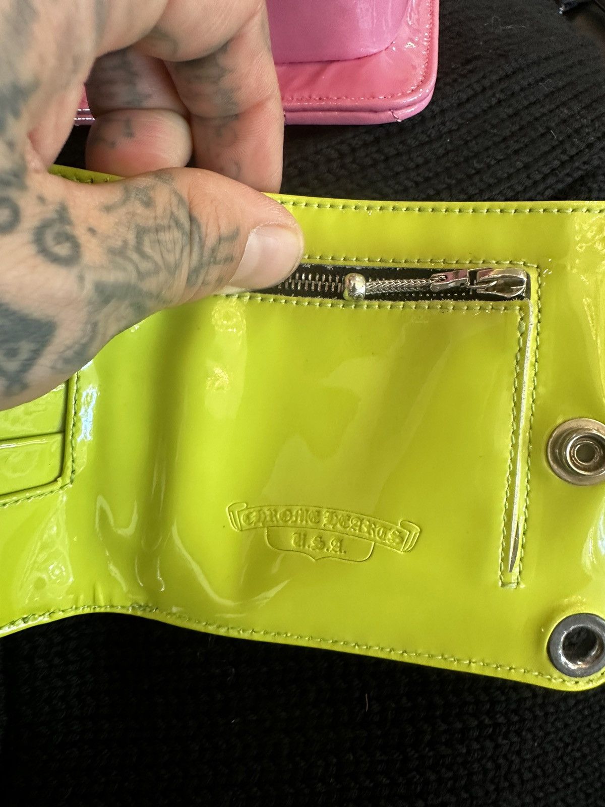Chrome Hearts CHROME HEARTS 1/1 LIME GREEN CHEETAH LEOPARD CROSS WALLET Size ONE SIZE - 11 Thumbnail
