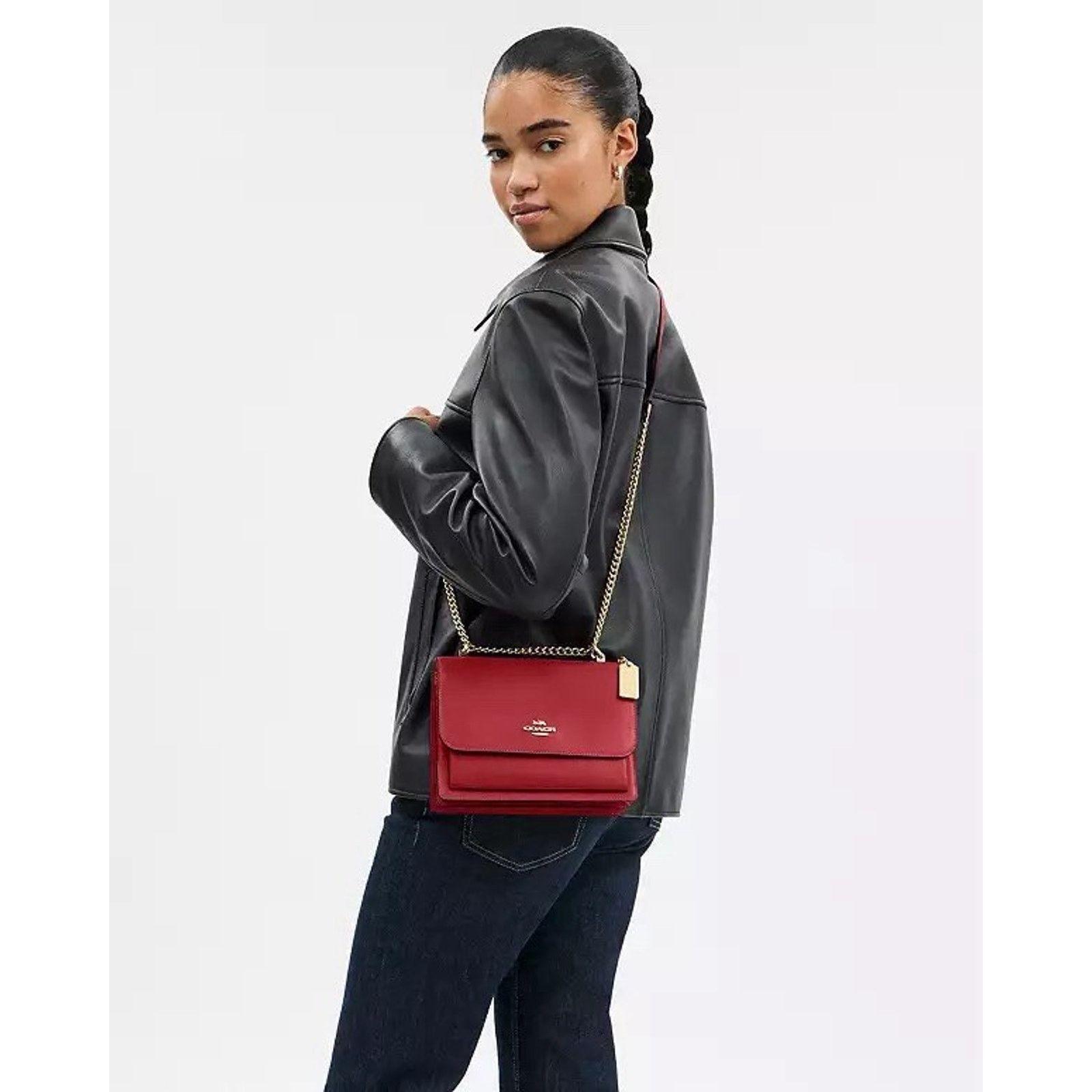 Coach NWT Coach Klare Crossbody Bag Leather CBI97 Gold/True Red Size ONE SIZE - 12 Thumbnail