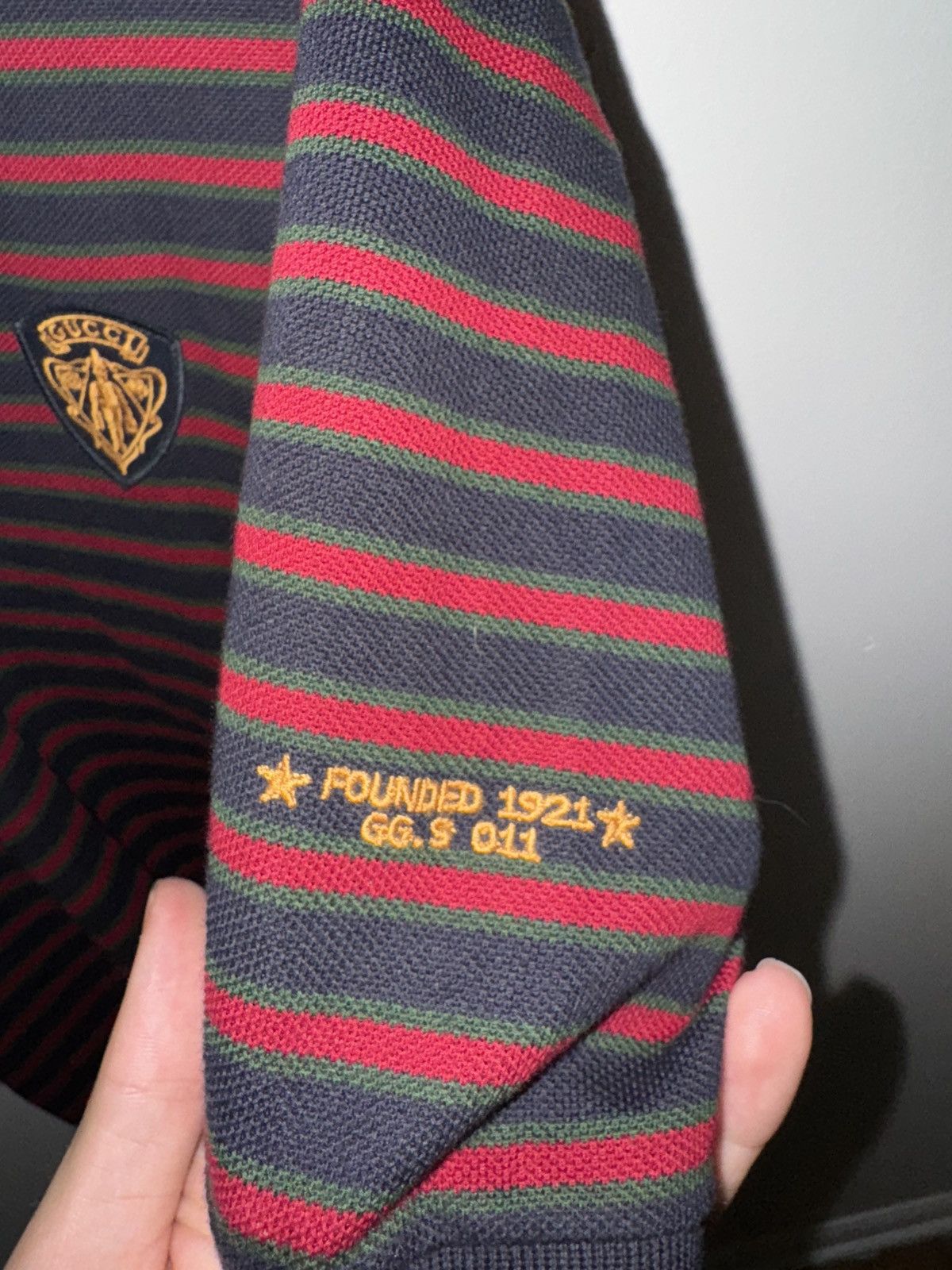 Gucci RARE Gucci striped polo with vintage logo Size US L / EU 52-54 / 3 - 3 Thumbnail
