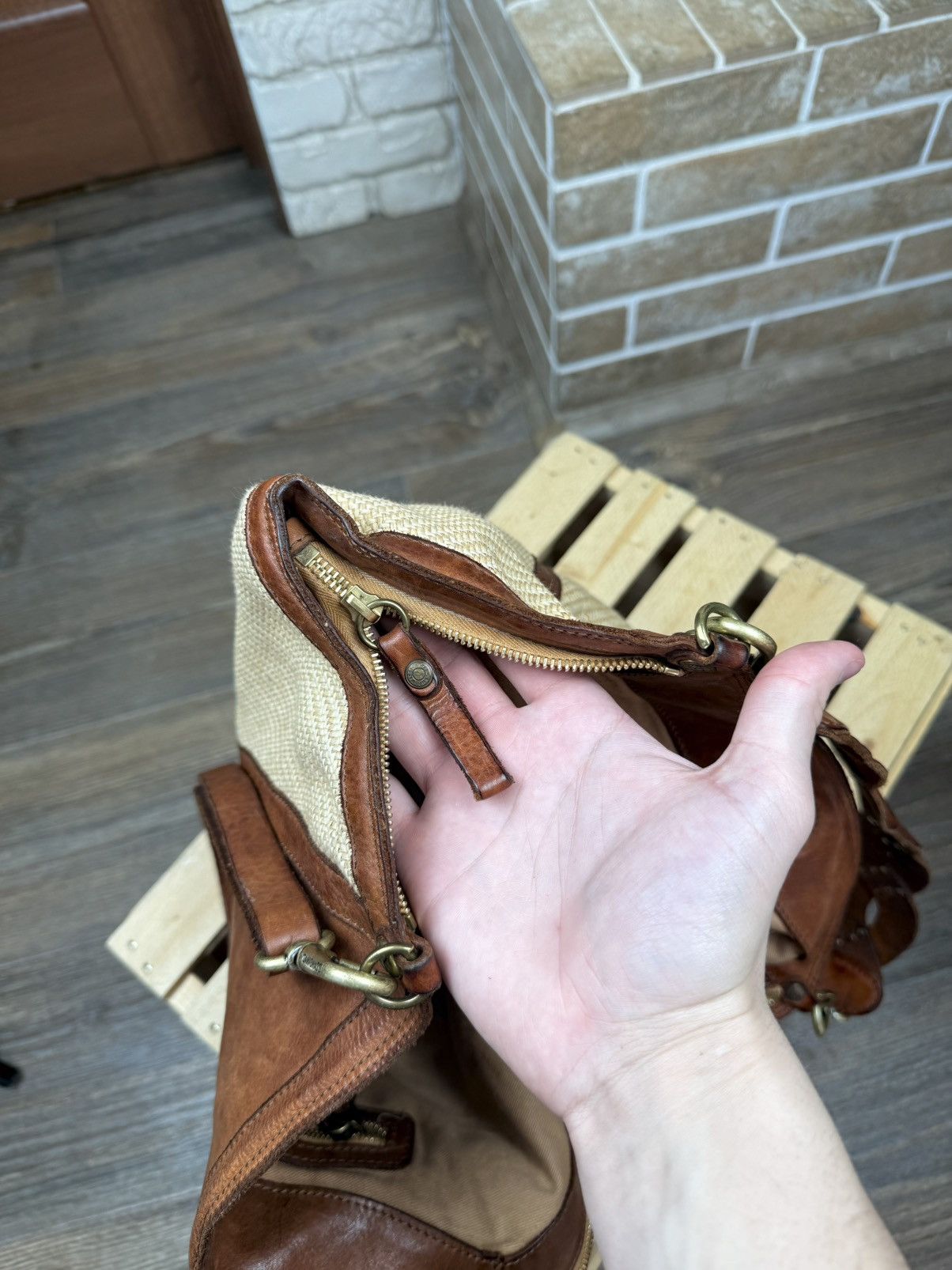 Campomaggi Campomaggi Anna Brown Leather Woven Handbag Crossbody Size ONE SIZE - 17 Thumbnail