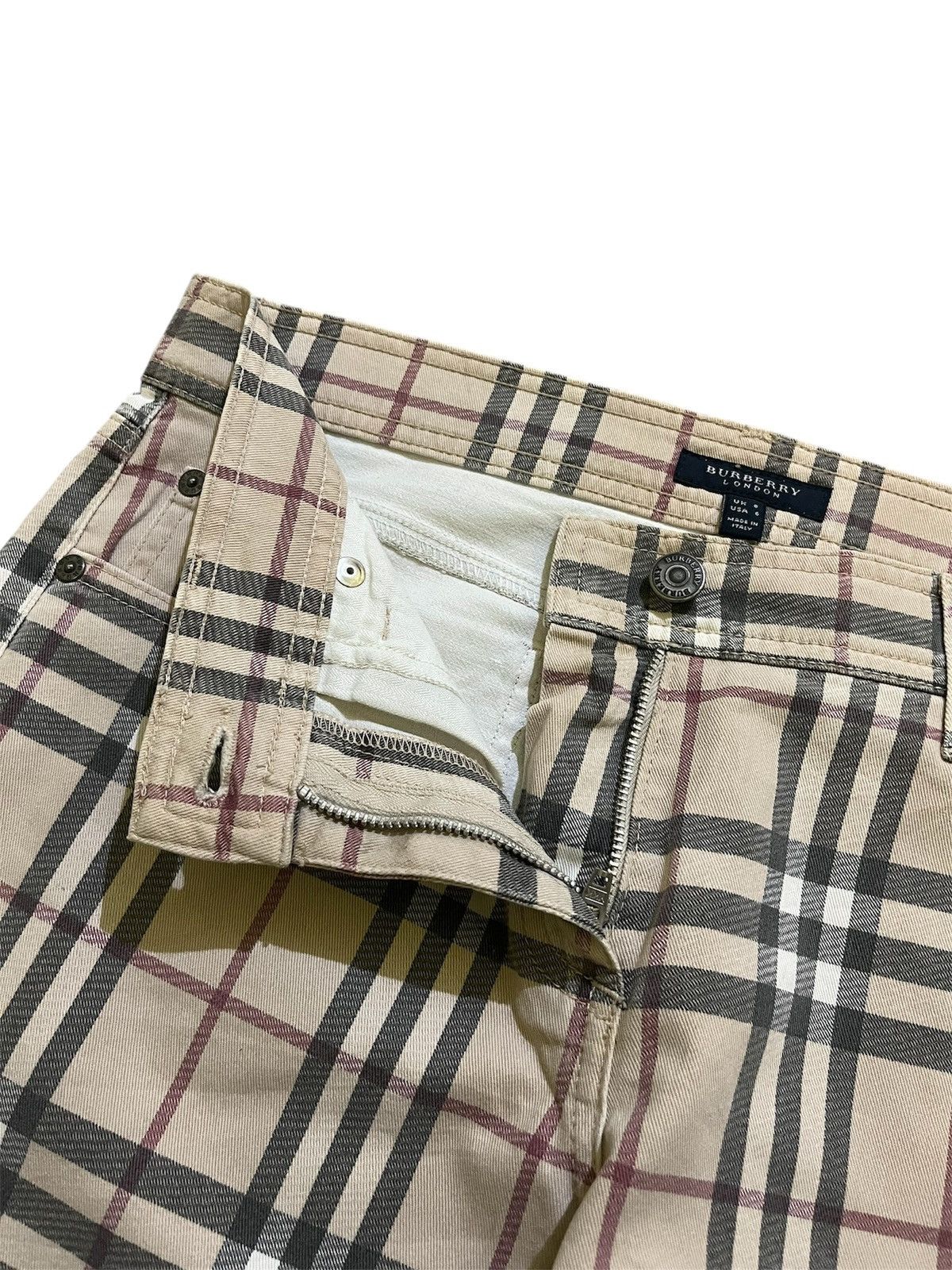 Burberry 2000s Christopher Bailey Era Y2K Nova Check Flared Trousers Size 28" / US 6 / IT 42 - 8 Thumbnail