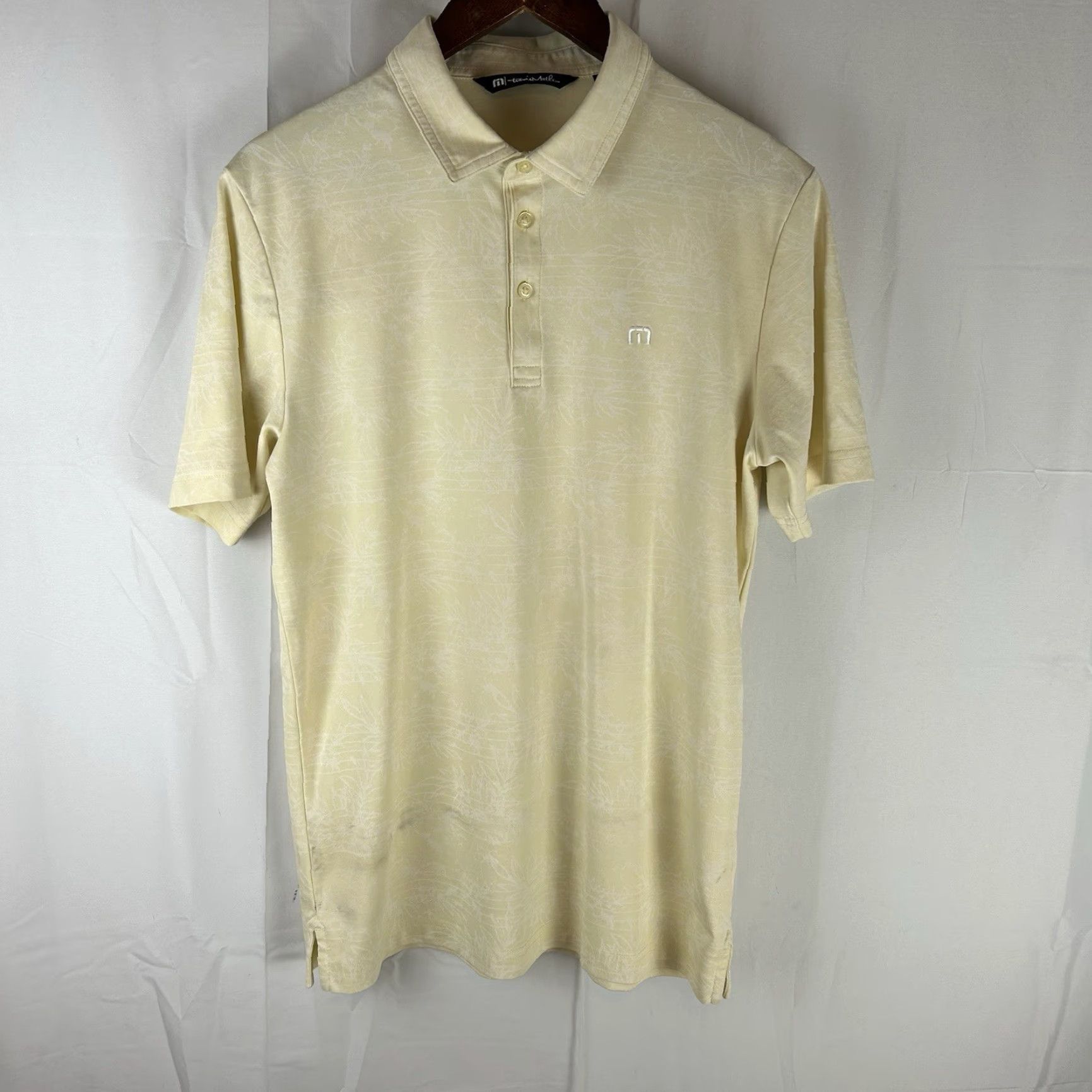 TravisMathew Travis Mathew Polo Shirt Mens M Meringue Yellow Porpoise Pima Blend Golf Flaw Fair Stains Front Back Bottom Size US M / EU 48-50 / 2 - 2 Thumbnail