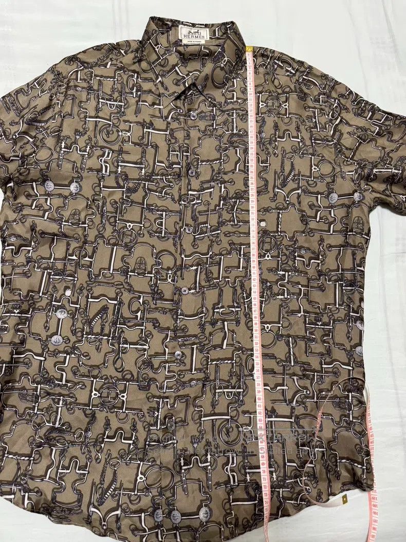 Hermes Hermes size 43 Mulberry Silk Short Sleeve Shirt Size US XL / EU 56 / 4 - 5 Thumbnail