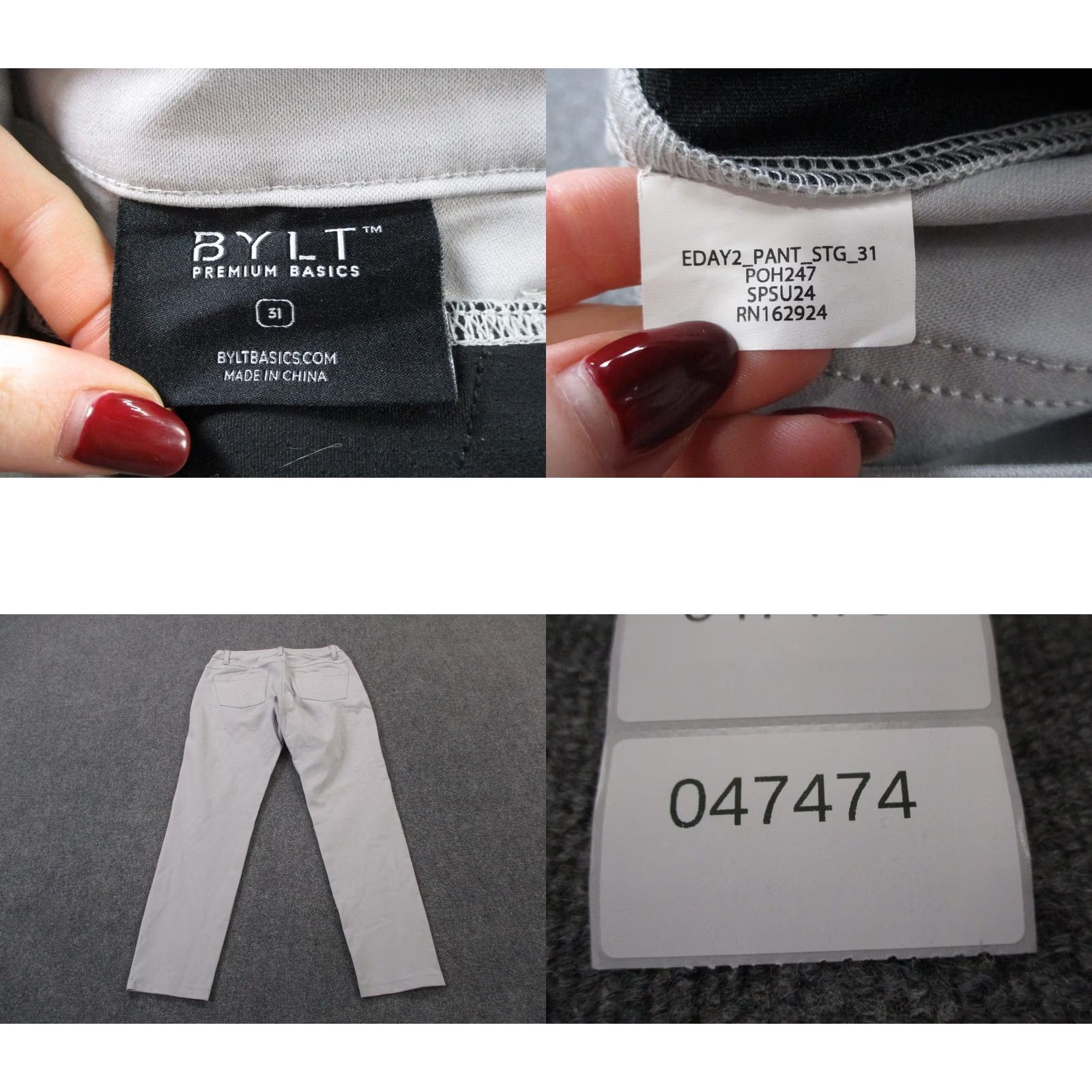 Vintage BYLT Pants Mens 31 Gray Chino Everyday Pant 2.0 Slim Straight Stretch Size US 31 - 8 Thumbnail