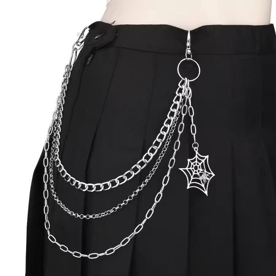 Jewelry Spider Web Chain Wallet Chain, Gothic Punk Accessory Size ONE SIZE - 6 Thumbnail