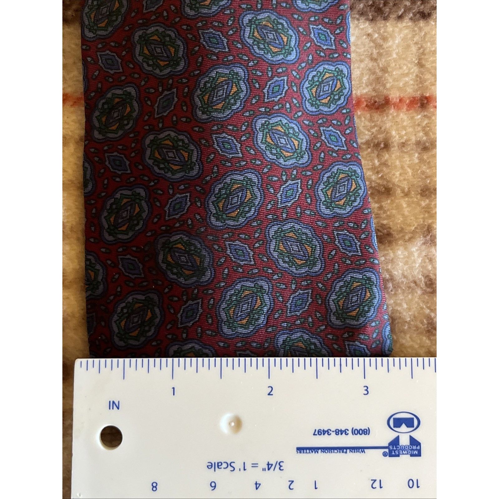 Other KUPPENHEIMER Men's 100% Silk Necktie Italy Red Blue Rare Size ONE SIZE - 5 Thumbnail