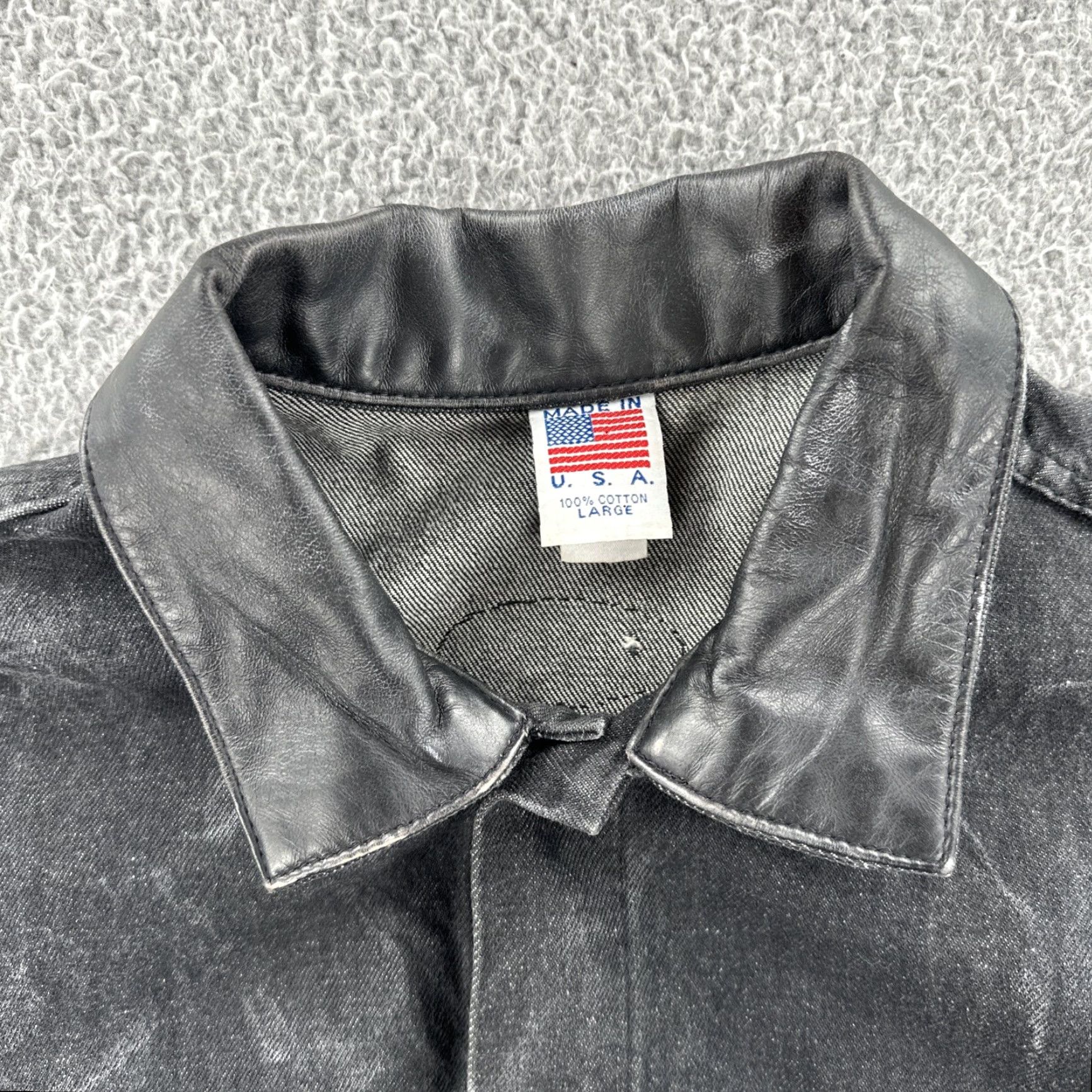 Vintage VINTAGE Tyca Jacket Denim Leather Embellished Dragon Y2K Black XL Men Biker Shirt Size US XL / EU 56 / 4 - 7 Thumbnail