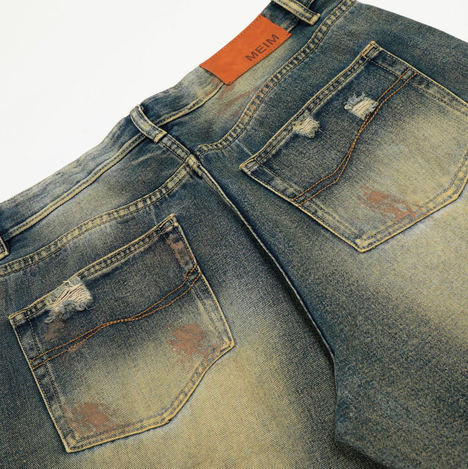 Japanese Brand Distressed Stacked Flared Jeans with Patchwork and Rips Size 28" / US 6 / IT 42 - 3 Thumbnail