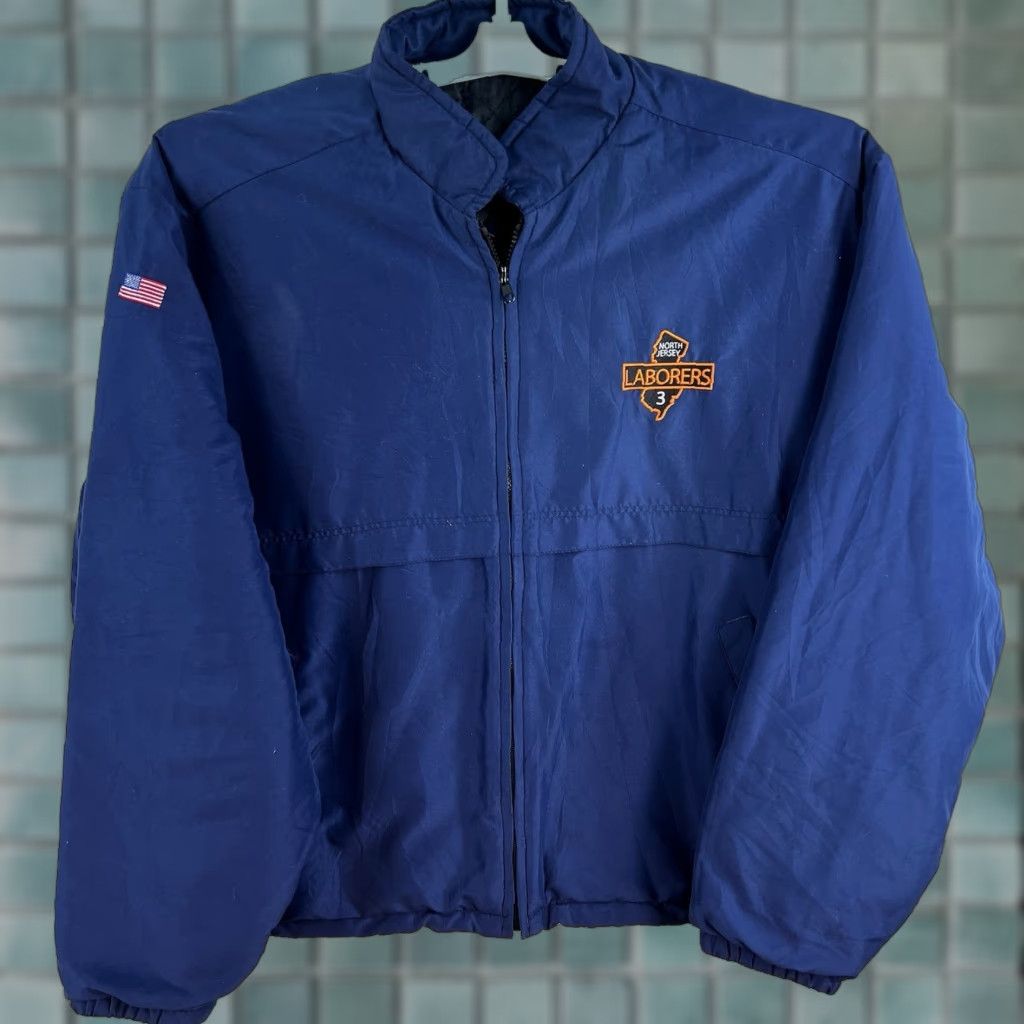 Union Line NJ Laborers #3 Jacket Mens 2XL Blue Quilt Lined USA Made 2XL Wool?