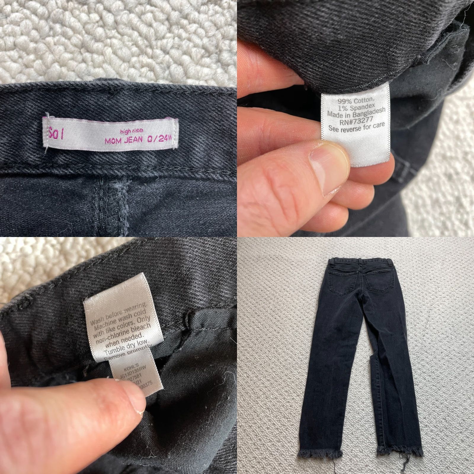 Vintage SO Distressed Mom Jeans Juniors 0 Black Denim High Rise Slim Fit 26x26 Solid Jeans Womens Size 26" / US 2 / IT 38 - 8 Thumbnail