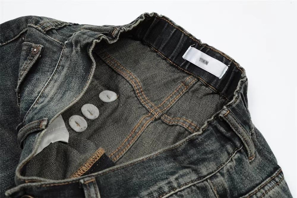 Japanese Brand × Jean Street washed distressed loose straight men's casual jeans Size US 34 / EU 50 - 5 Thumbnail