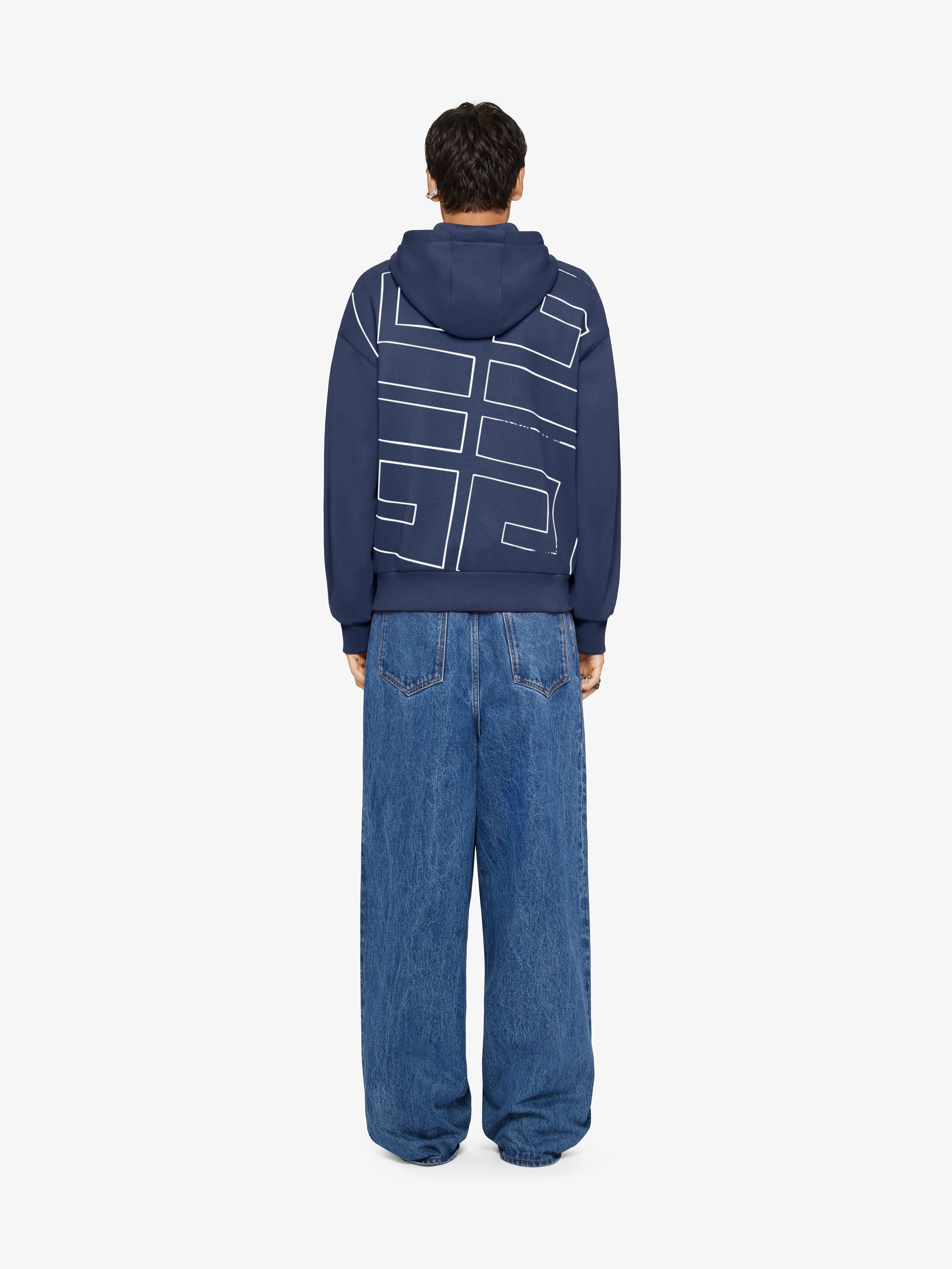 o1w1db10325 Boxy Fit Hoodie in Navy Blue