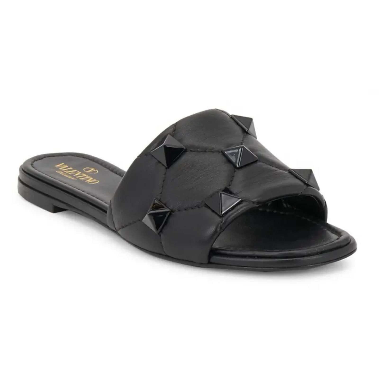 Valentino Valentino Rockstud Roman Stud Black Leather Quilted Slide Size US 6 / IT 36 - 3 Thumbnail