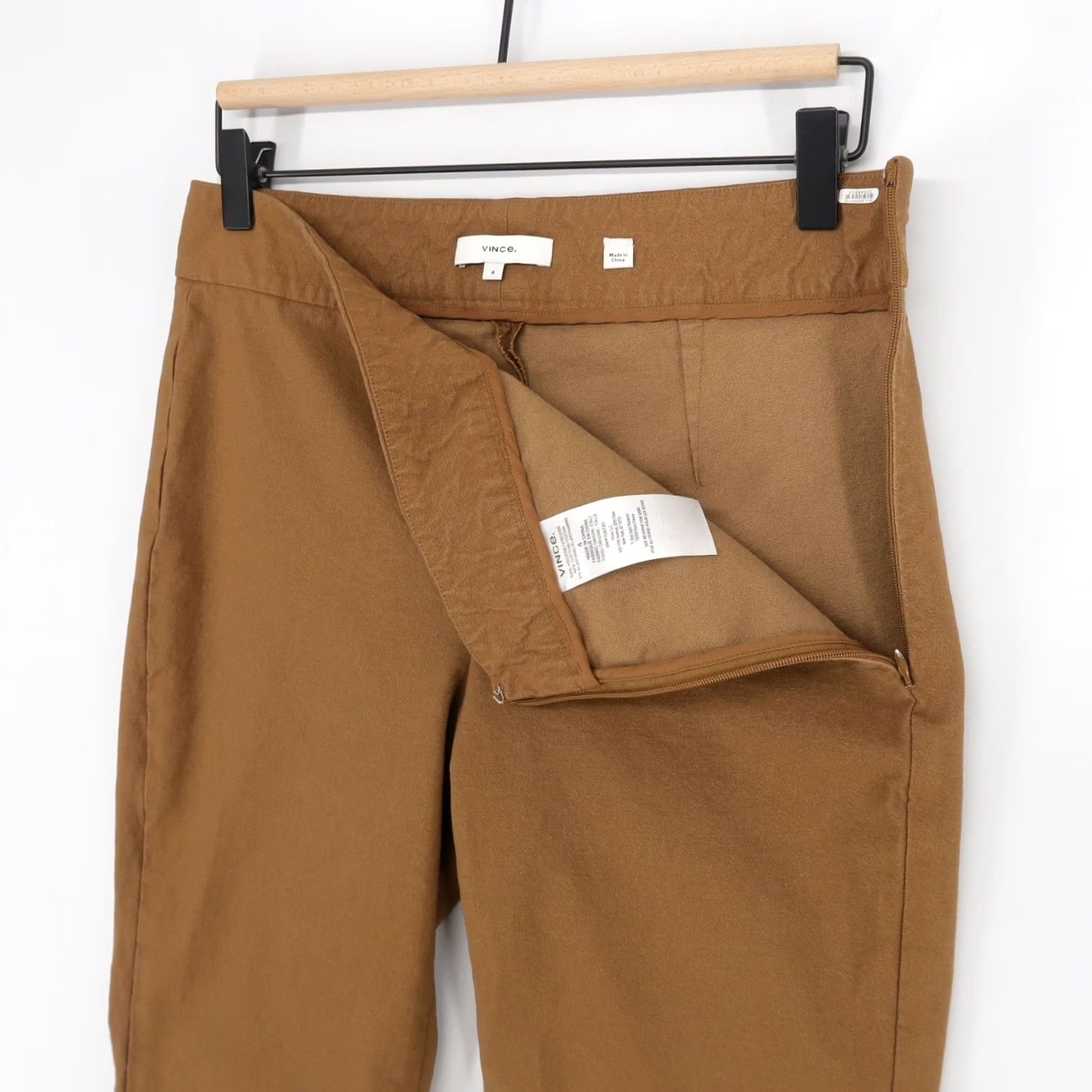 Vince Vince Pants Womens 4 Brown Side Zip Stretch Trousers Mid Rise Crop Bootcut Size 27" / US 4 / IT 40 - 2 Thumbnail