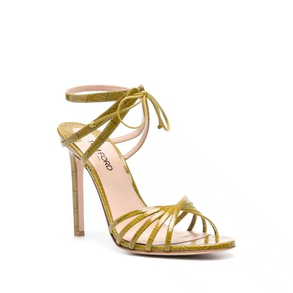 Tom Ford o1loc1c0425 W3496 Angelika Ankle Strap Sandals in Chartreuse Size US 8 / IT 38 - 3 Thumbnail