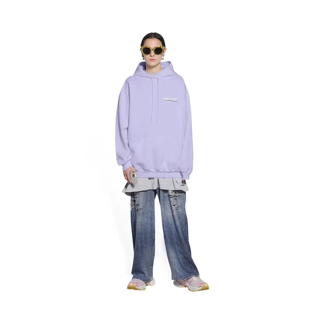 Balenciaga o1srvl11e1224 Political Campaign Hoodie Medium Fit in Purple Size XL / US 12-14 / IT 48-50 - 3 Thumbnail
