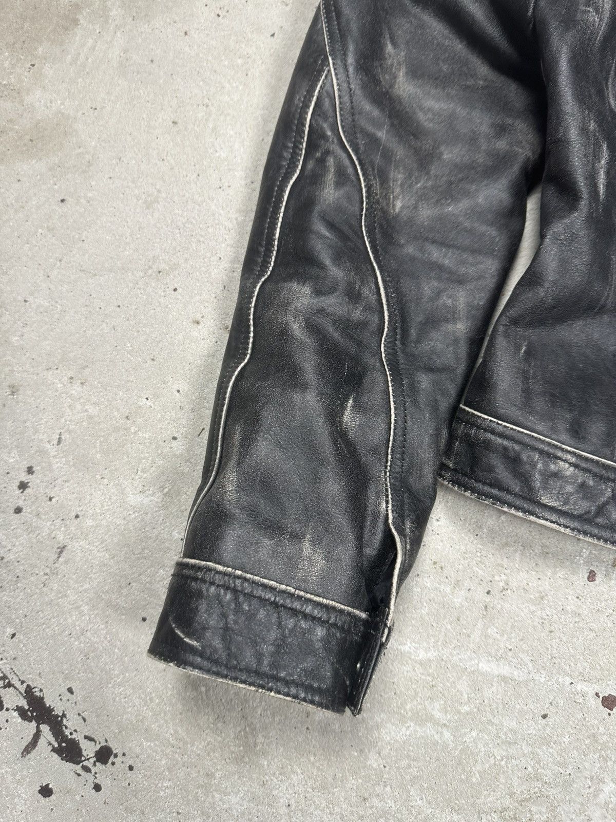 Just Cavalli Cavalli 2000s Eroded Brut Archive Leather Trucker Jacket Size M / US 6-8 / IT 42-44 - 3 Thumbnail