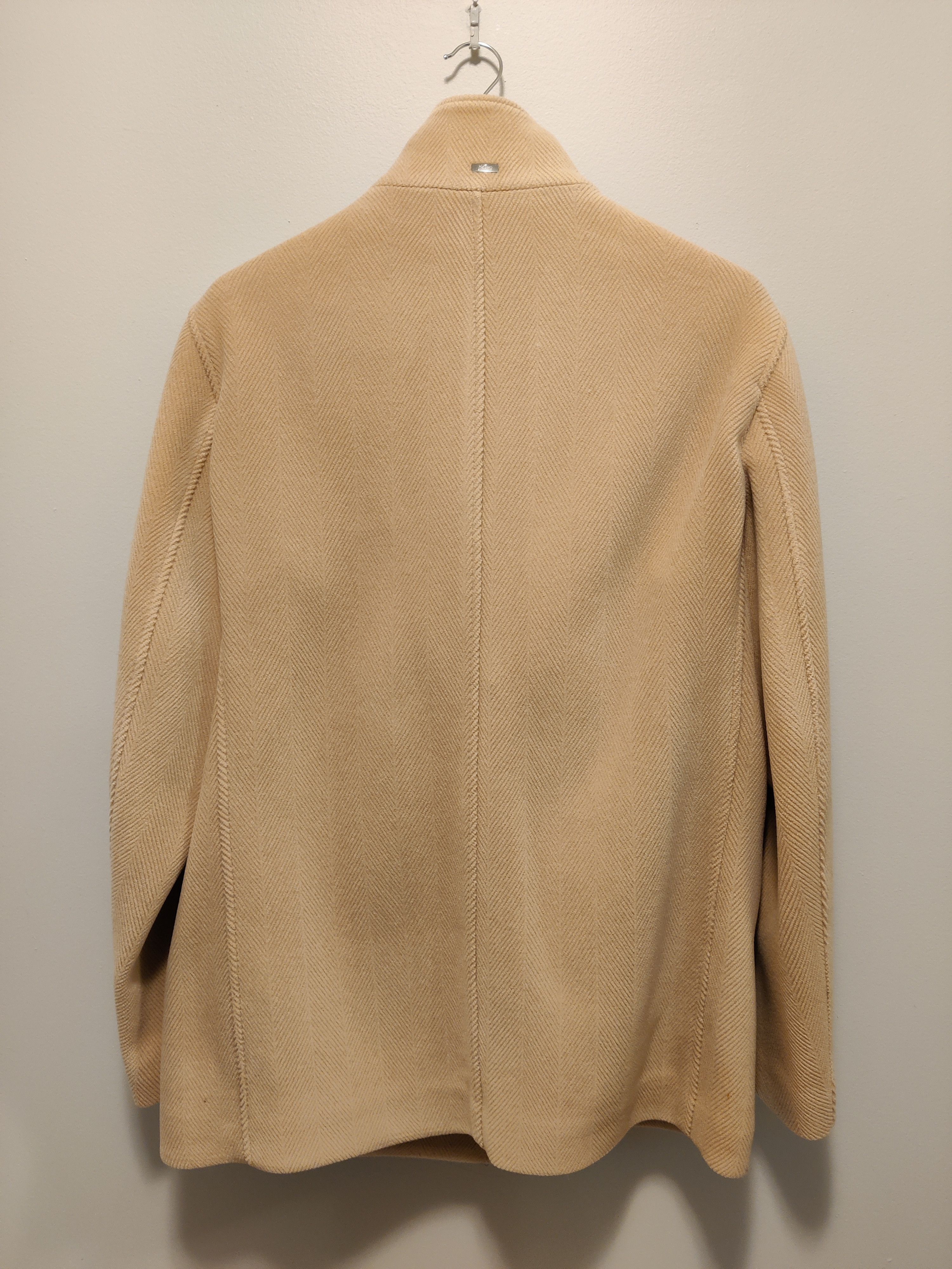 Herno Herno Beige Herringbone Wool Coat - NWT Size US L / EU 52-54 / 3 - 8 Thumbnail