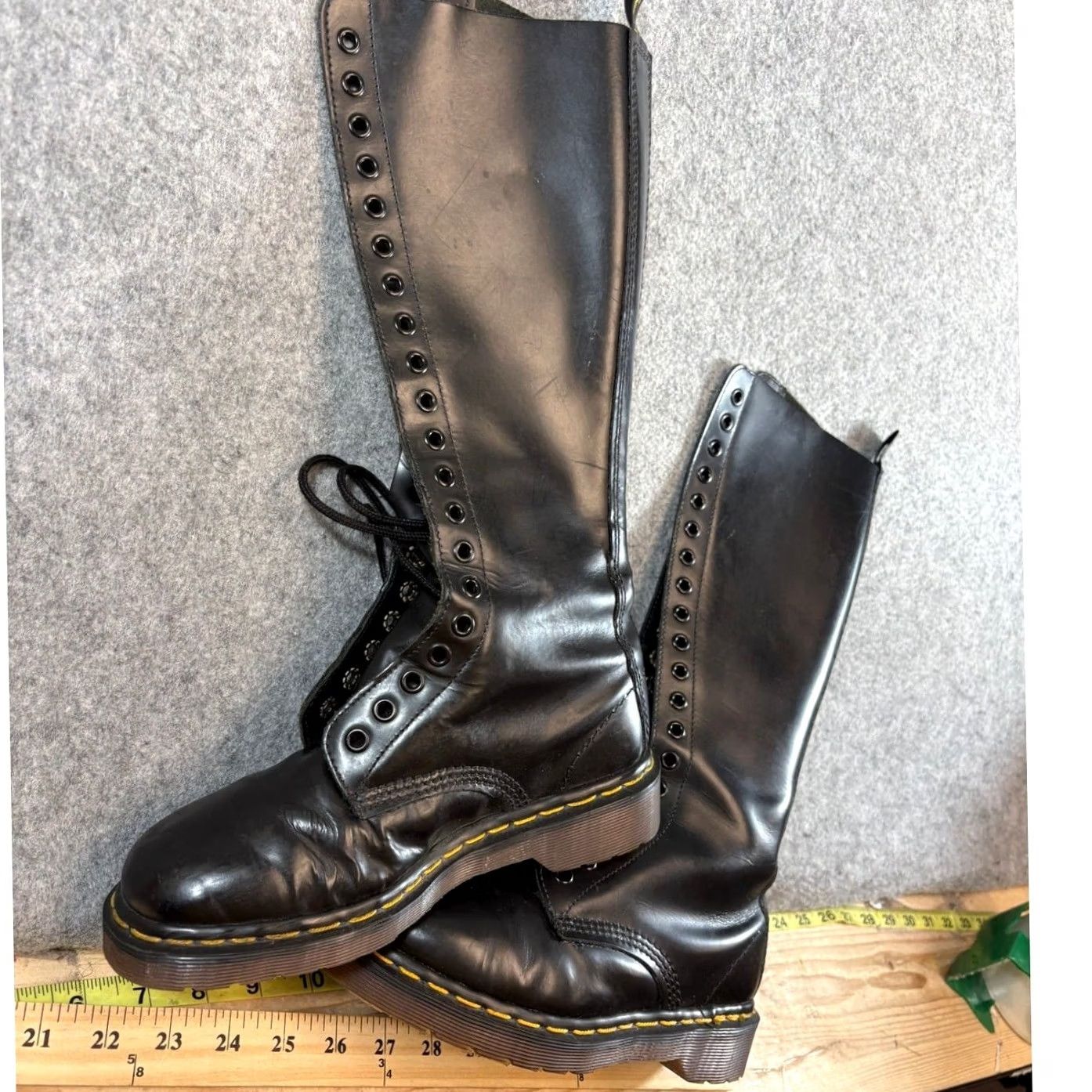 Dr. Martens VINTAGE Dr. Martens Knee High Combat Boots Womens 4 Black Leather Lace Up 20 Eyelet Boots Womens Mens Girls Size US 4 / IT 34 - 2 Thumbnail