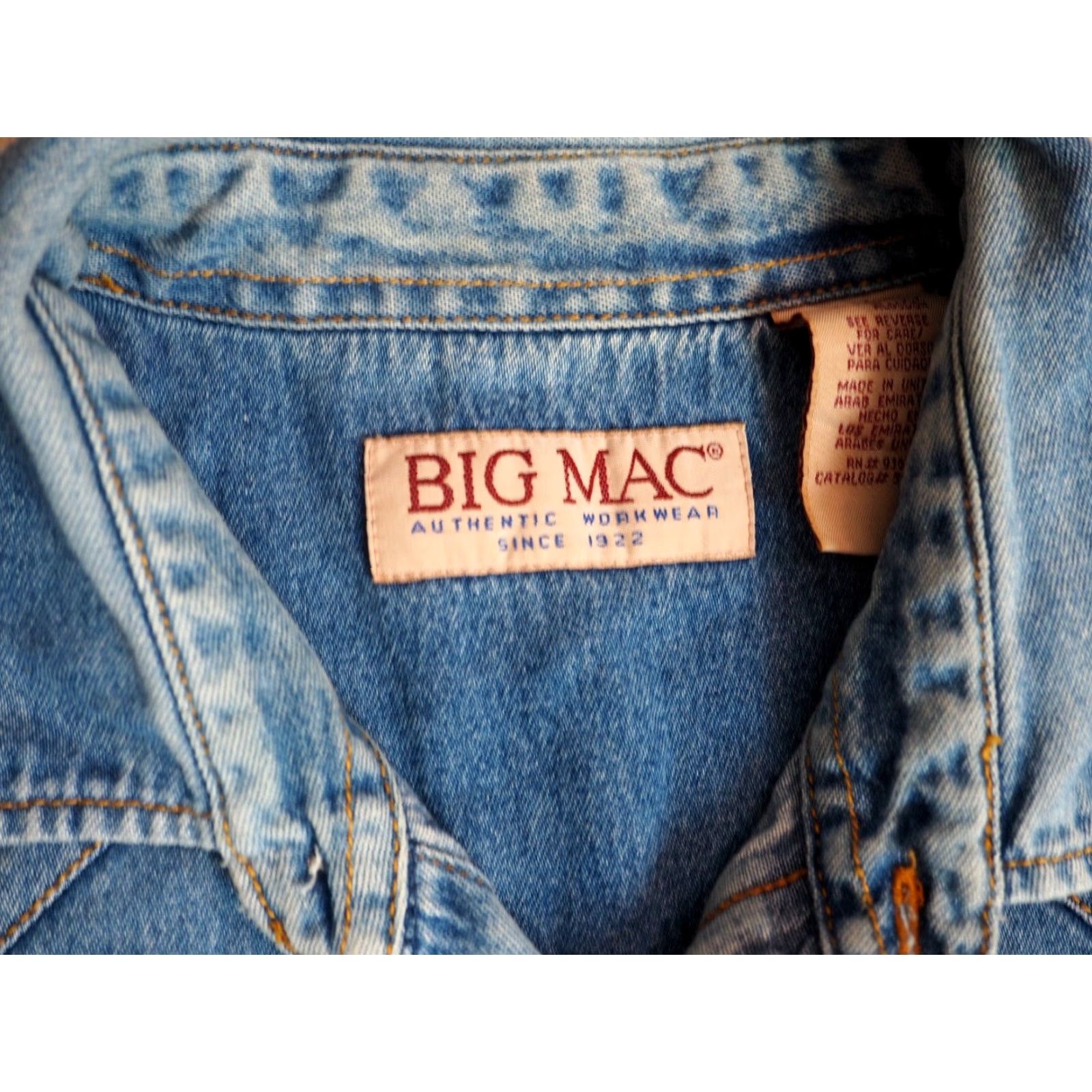 Vintage VINTAGE Big Mac Shirt Western Denim Grunge 90s LT Mens Blue Pearl Snap Long Sleeve Button-Up Casual Size US L / EU 52-54 / 3 - 4 Thumbnail