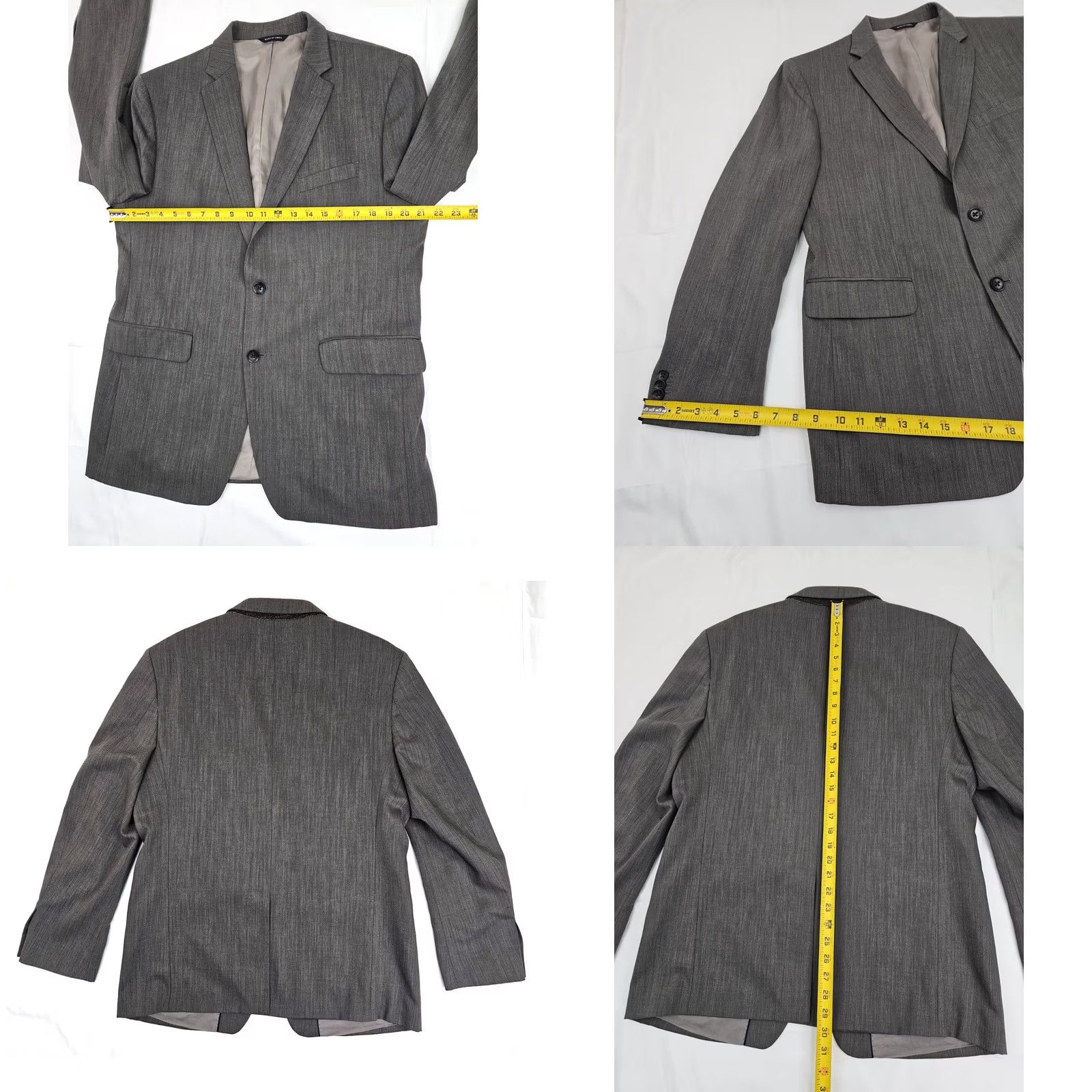 Banana Republic VINTAGE Banana Republic Modern Fit Herringbone Wool Suit Jacket Men 42R Gray Lined EUC Size 42R - 8 Thumbnail