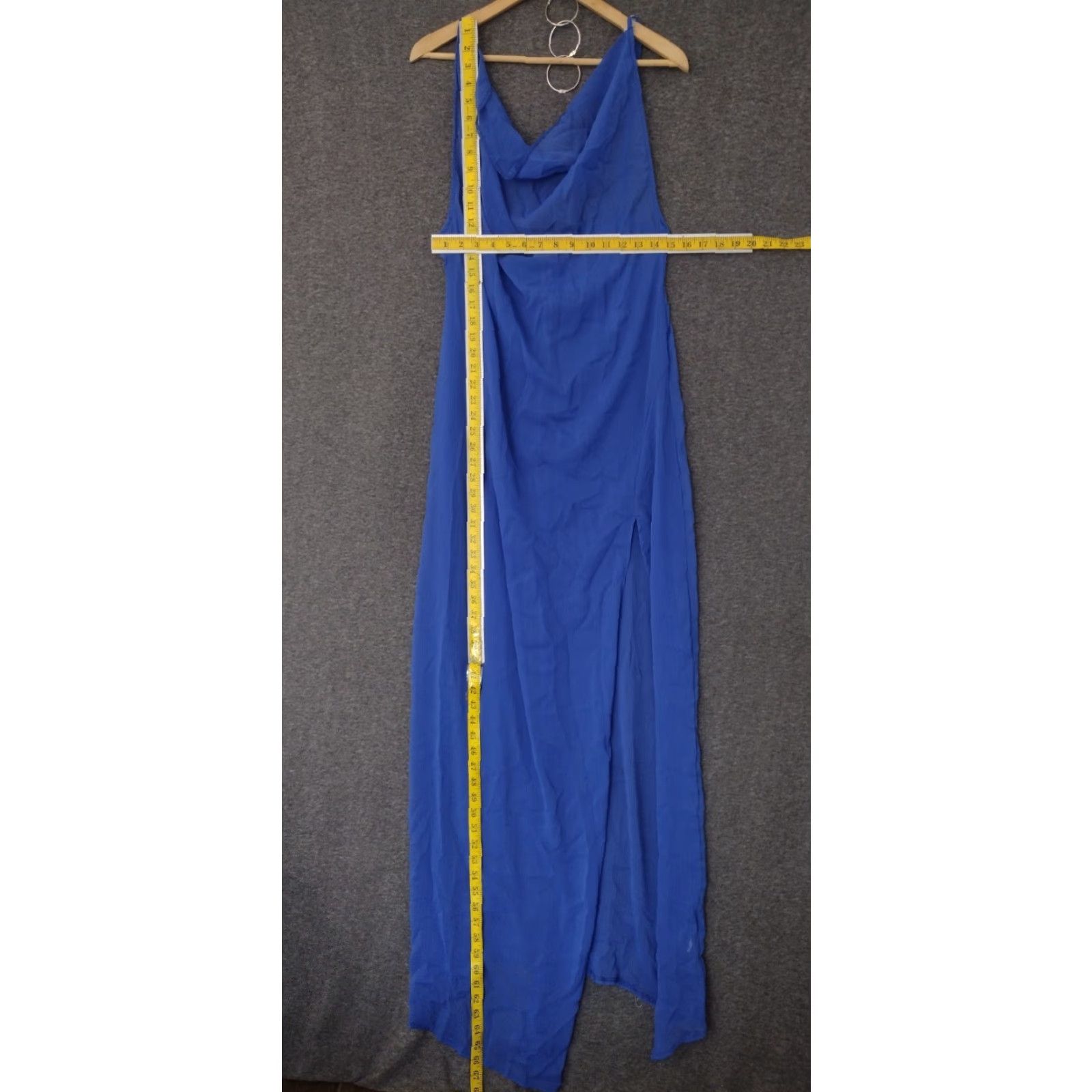 Vintage Toluca Swim Blue Maxi Cowl Neck Sheer Dress 2XL Adults Women Beach Cover Up Tailored for Plus Size Size XXL / US 16-18 / IT 52-54 - 4 Thumbnail