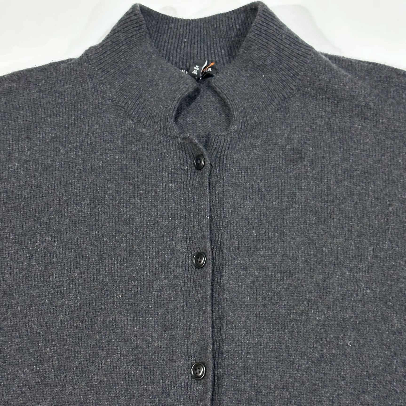Eileen Fisher EILEEN FISHER Cardigan Sweater Womens XL Gray Cotton Cashmere Mock Neck Pockets Size XL / US 12-14 / IT 48-50 - 2 Thumbnail