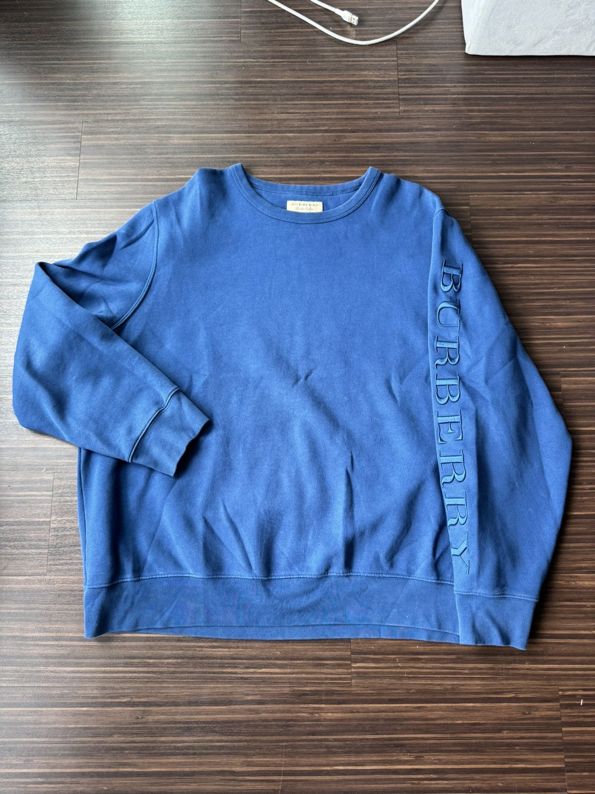 image of Vintage Burberry Crew Neck in Blue, Men's (Size 2XL)