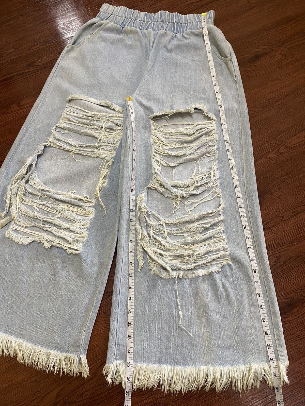 Japanese Brand Vintage Y2K Japanese MidRise Ripped Woman Baggy Frayed Pants Size 31" - 6 Thumbnail