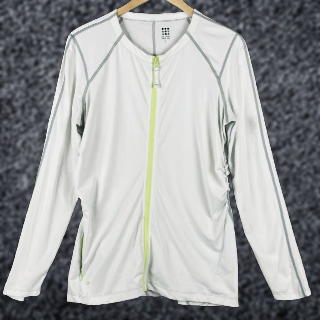 Vintage Title Nine Rash Guard Zip Long Sleeve UPF50 White Womens L ...