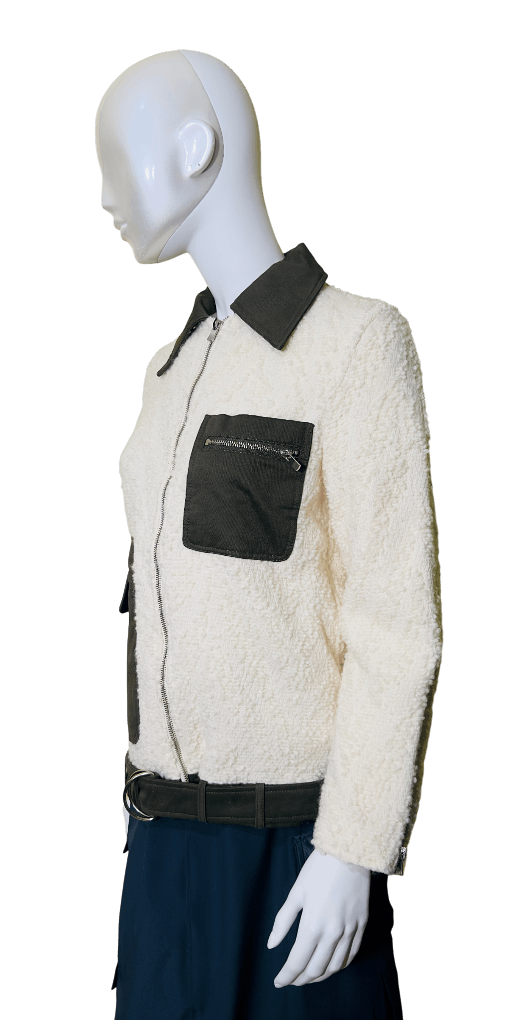 Elleme Elleme Paris White Teddy Jacket with Dark Green Accents Size XS / US 0-2 / IT 36-38 - 2 Thumbnail