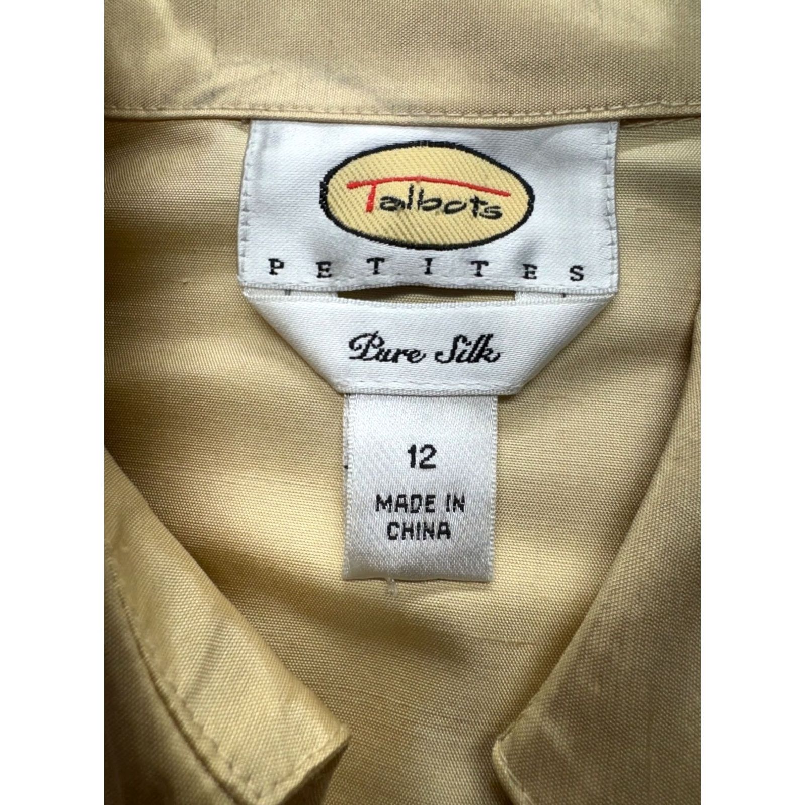 Talbots Talbots Blouse Silk Size 12 Champagne Womens 12 Silk Blouse Petites Tie Waist Stains Pre-Owned Fair Size XL / US 12-14 / IT 48-50 - 3 Thumbnail