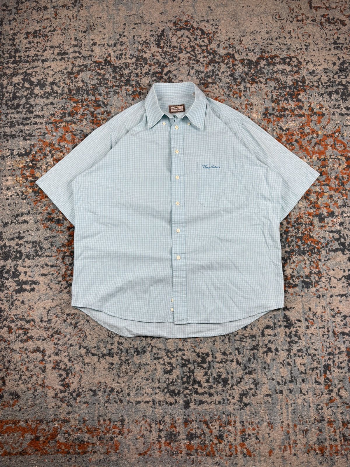 The Kooples Vintage 90s Thomas Burberry baby blue short sleeve shirt Size US M / EU 48-50 / 2 - 1 Thumbnail