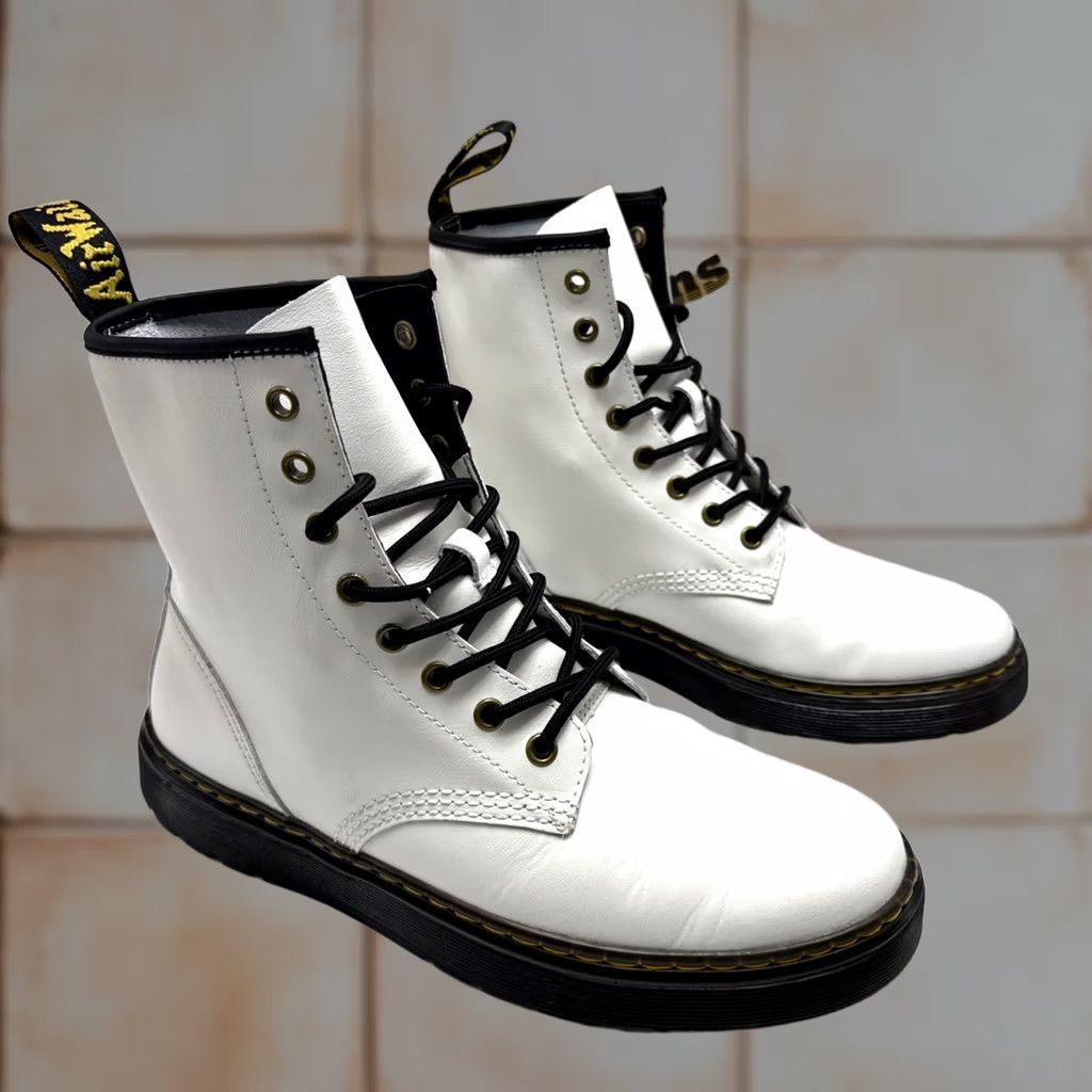 Dr. Martens Dr. Martens Zavala White Smooth Leather Combat Boots Womens Size 10 Boots Casual Womens 90s City Outdoor Retro Combat Boot Vel Azaw Size US 8 / IT 38 - 1 Thumbnail