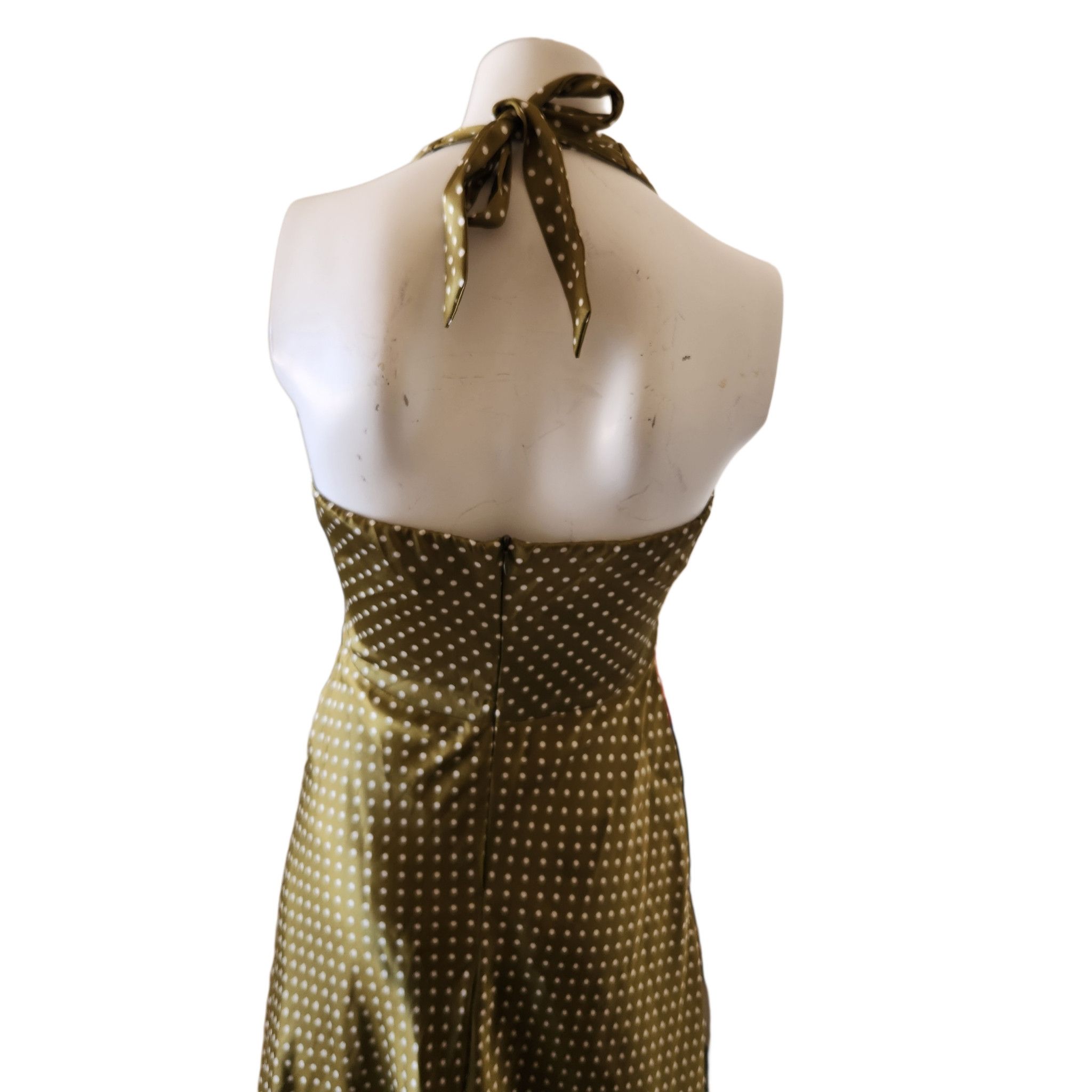 Vintage Speechless dot retro dress halter top low v-cut swing 50s Size M / US 6-8 / IT 42-44 - 2 Thumbnail
