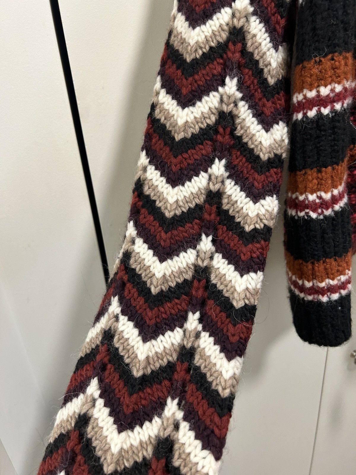 Marni Marni wine cardigan patchwork blocks wavy zipped hooded Size US M / EU 48-50 / 2 - 7 Thumbnail