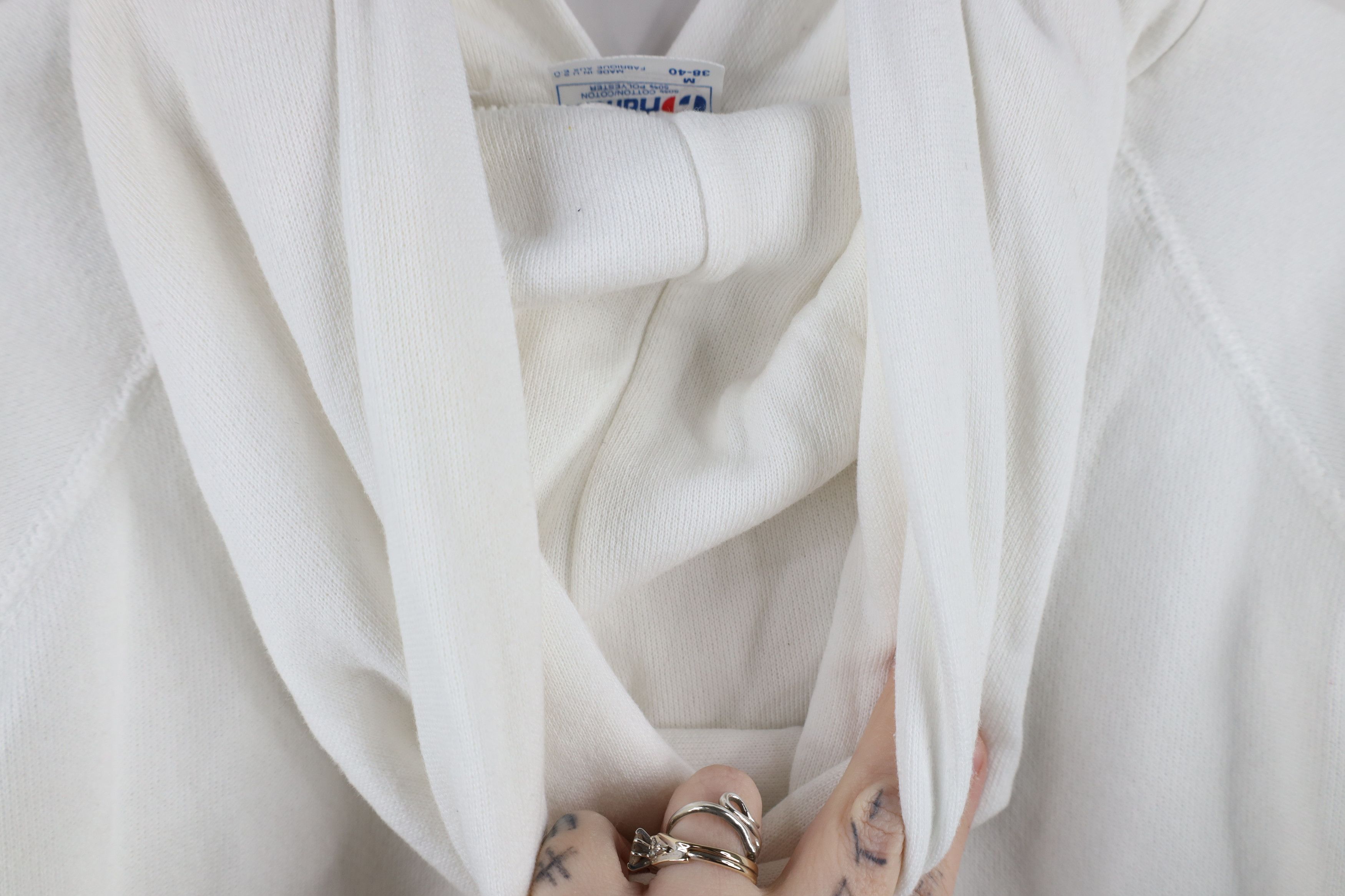 Hanes × Vintage Vintage 80s 90s Hanes Streetwear Hoodie Sweatshirt White USA Size US M / EU 48-50 / 2 - 10 Thumbnail