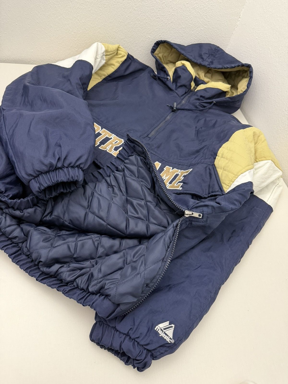Majestic Vintage 90s Notre Dame Fighting Irish Majestic Anorak Jacket Size US L / EU 52-54 / 3 - 8 Thumbnail