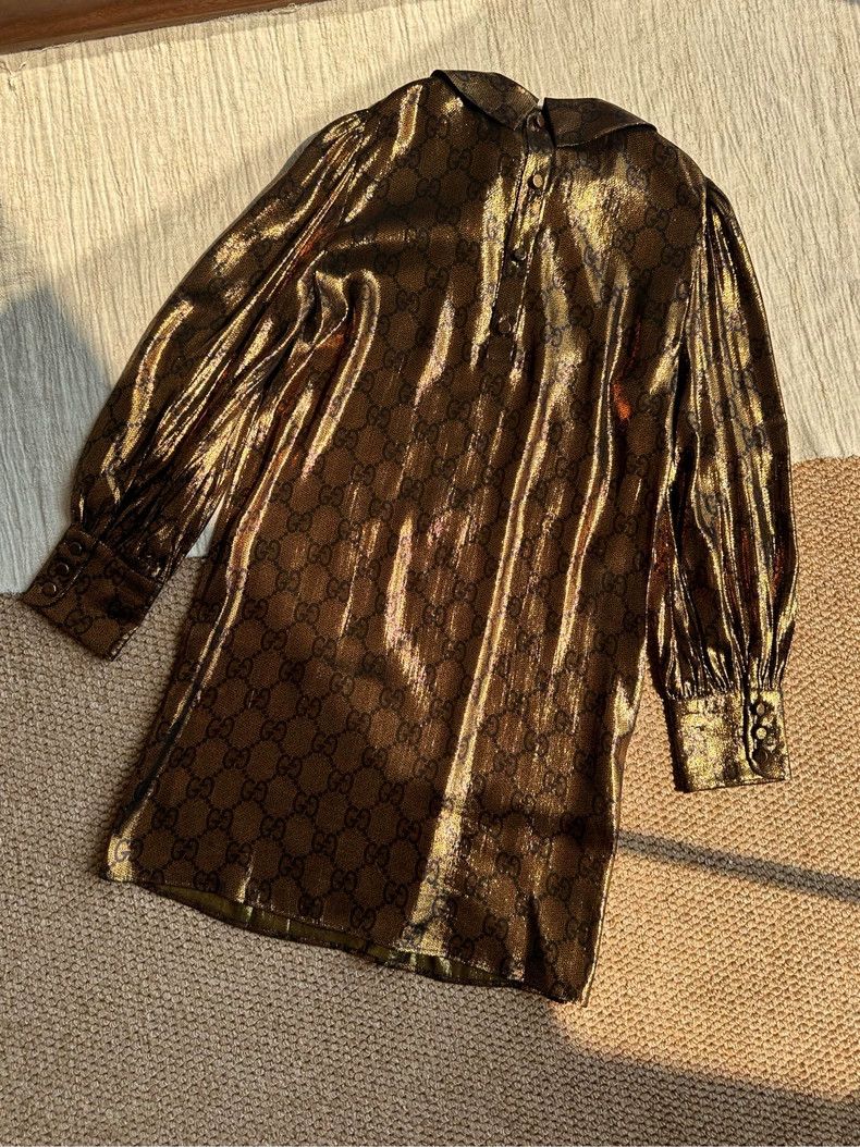 Gucci Gucci SS24 Logo pattern full-print long-sleeved dress Size S / US 4 / IT 40 - 3 Thumbnail