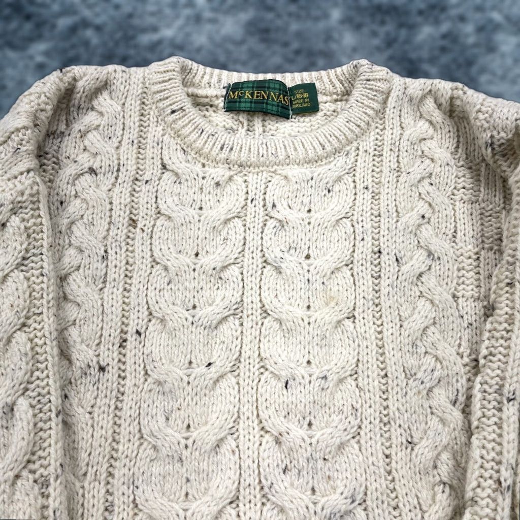 Vintage VINTAGE McKENNAS Wool Fisherman Crewneck Oarsman Irish Sweater Womens Large Crew Neck Cable-Knit Wool Pullover 80s 90s Winter Casual Womens Size L / US 10 / IT 46 - 1 Thumbnail