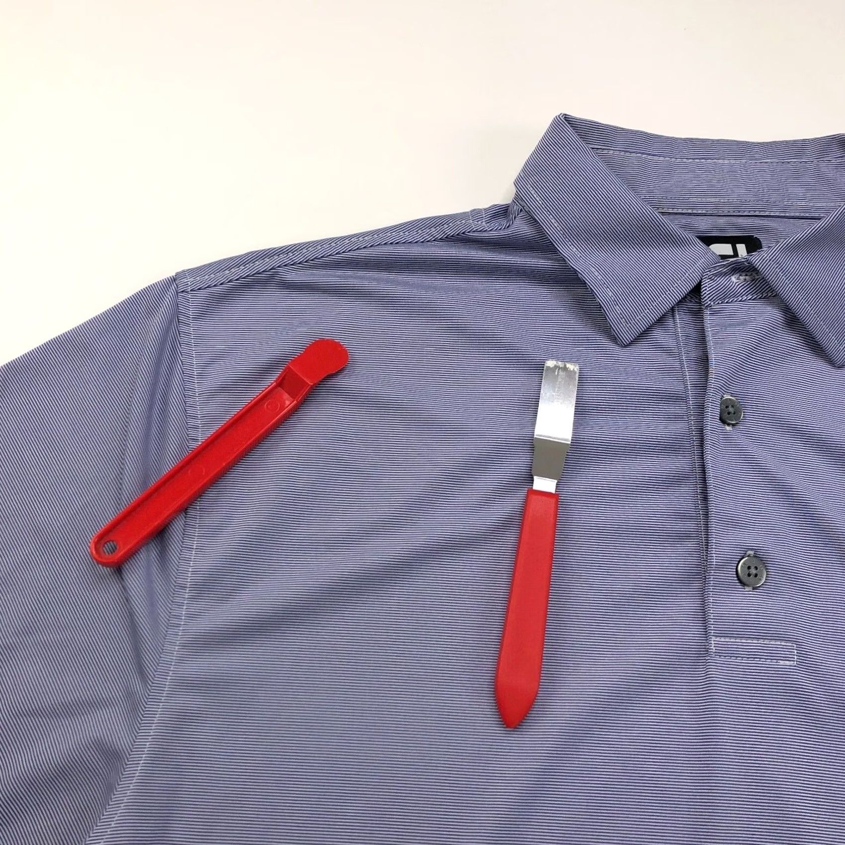 Footjoy FootJoy FJ Large Purple Mens Golf Polo Striped Shirt SS Stretch Button Shirt Size US L / EU 52-54 / 3 - 3 Thumbnail